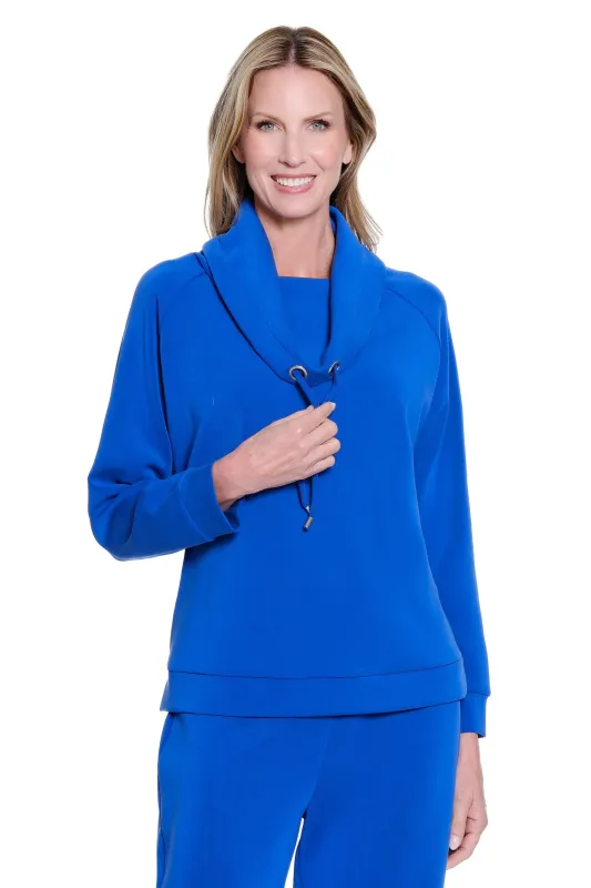 Drawstring Cowl Collar Knit Top - Petite - Royal sold by SlimSation
