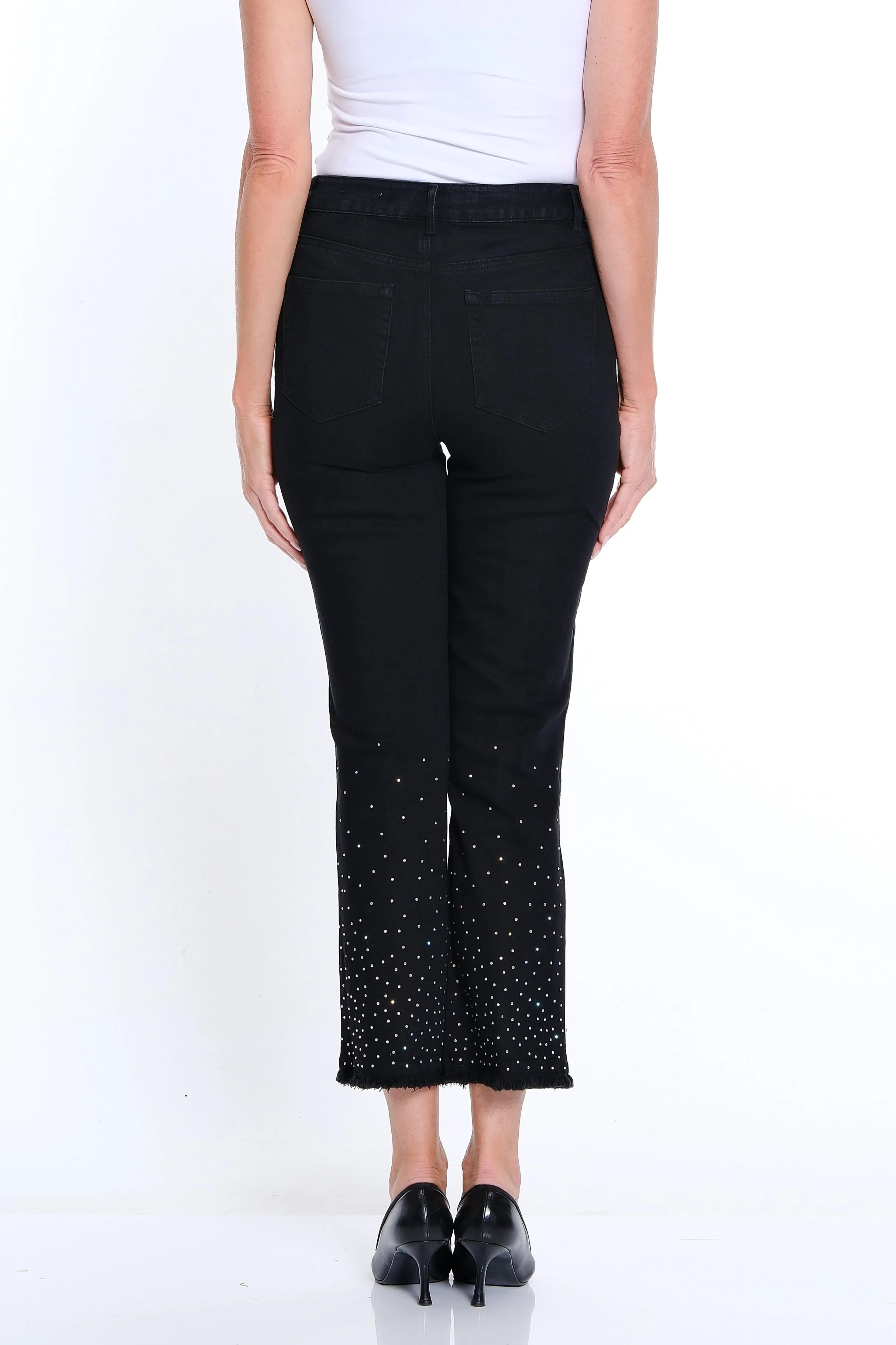Embellished Flare Ankle Jean - Black Denim sold by SlimSation product image thumbnail 2