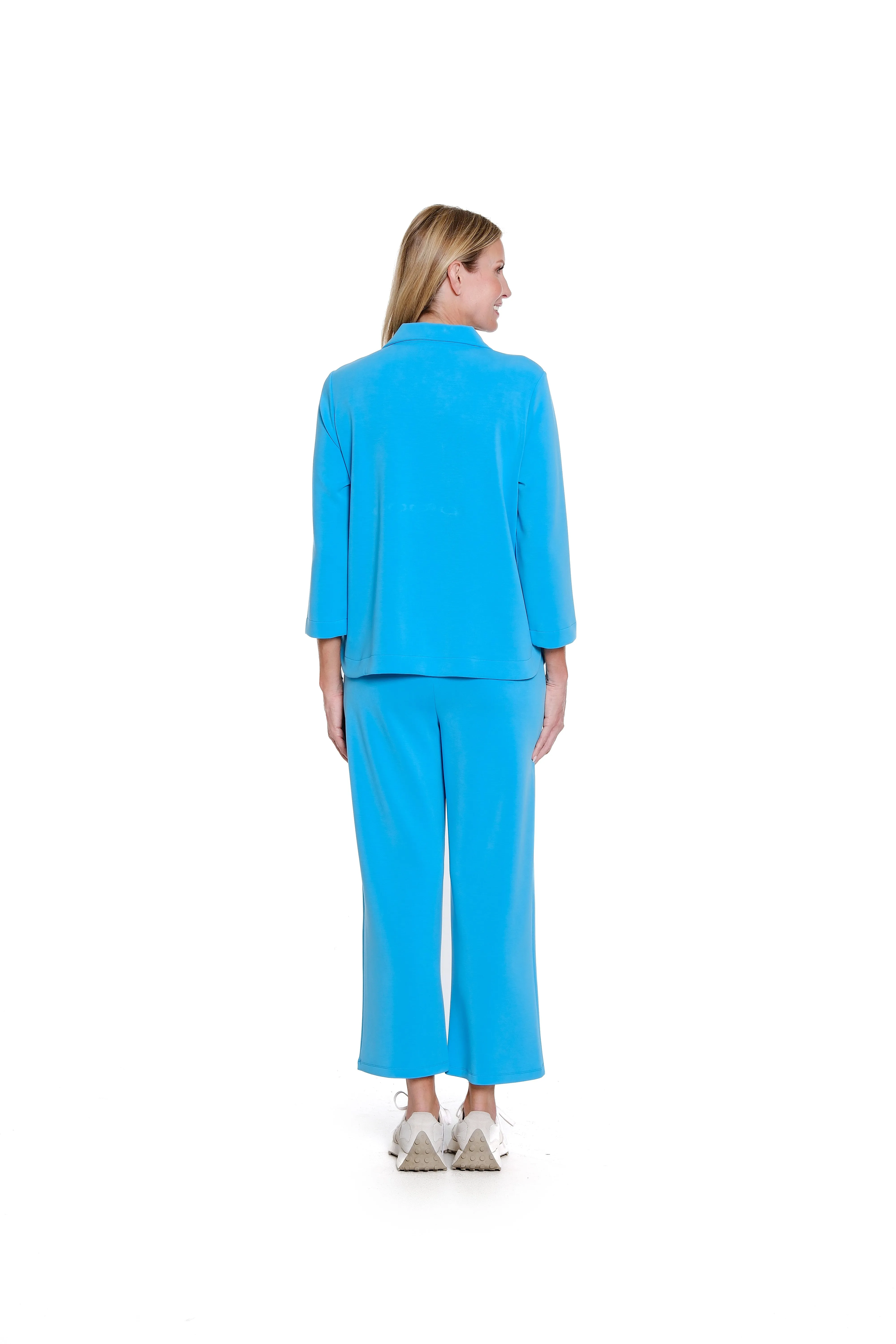 Wide Leg Knit Crop Pant - Petite - Vivid Turquoise sold by SlimSation product image thumbnail 2