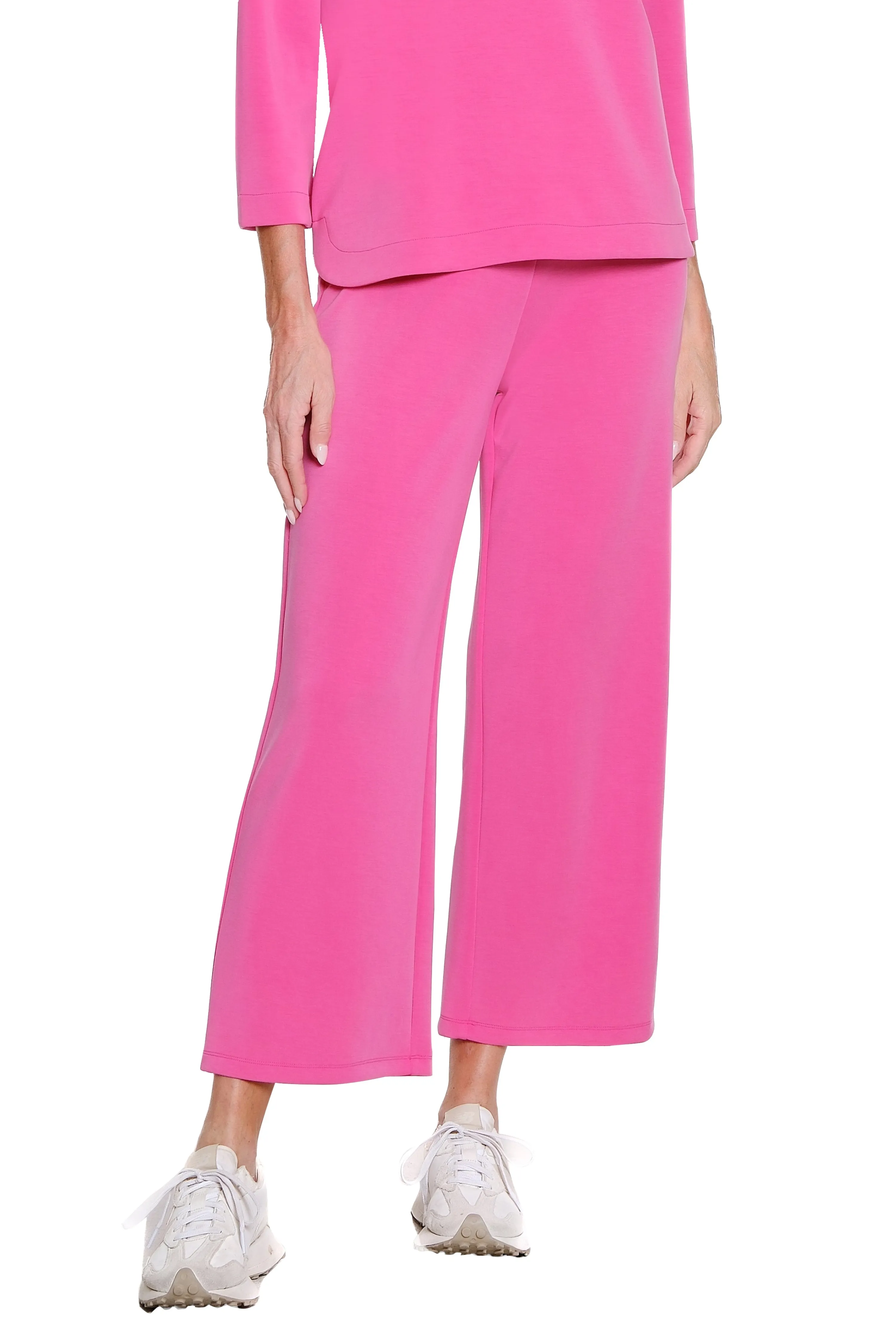 Wide Leg Knit Crop Pant - Candy Pink sold by SlimSation