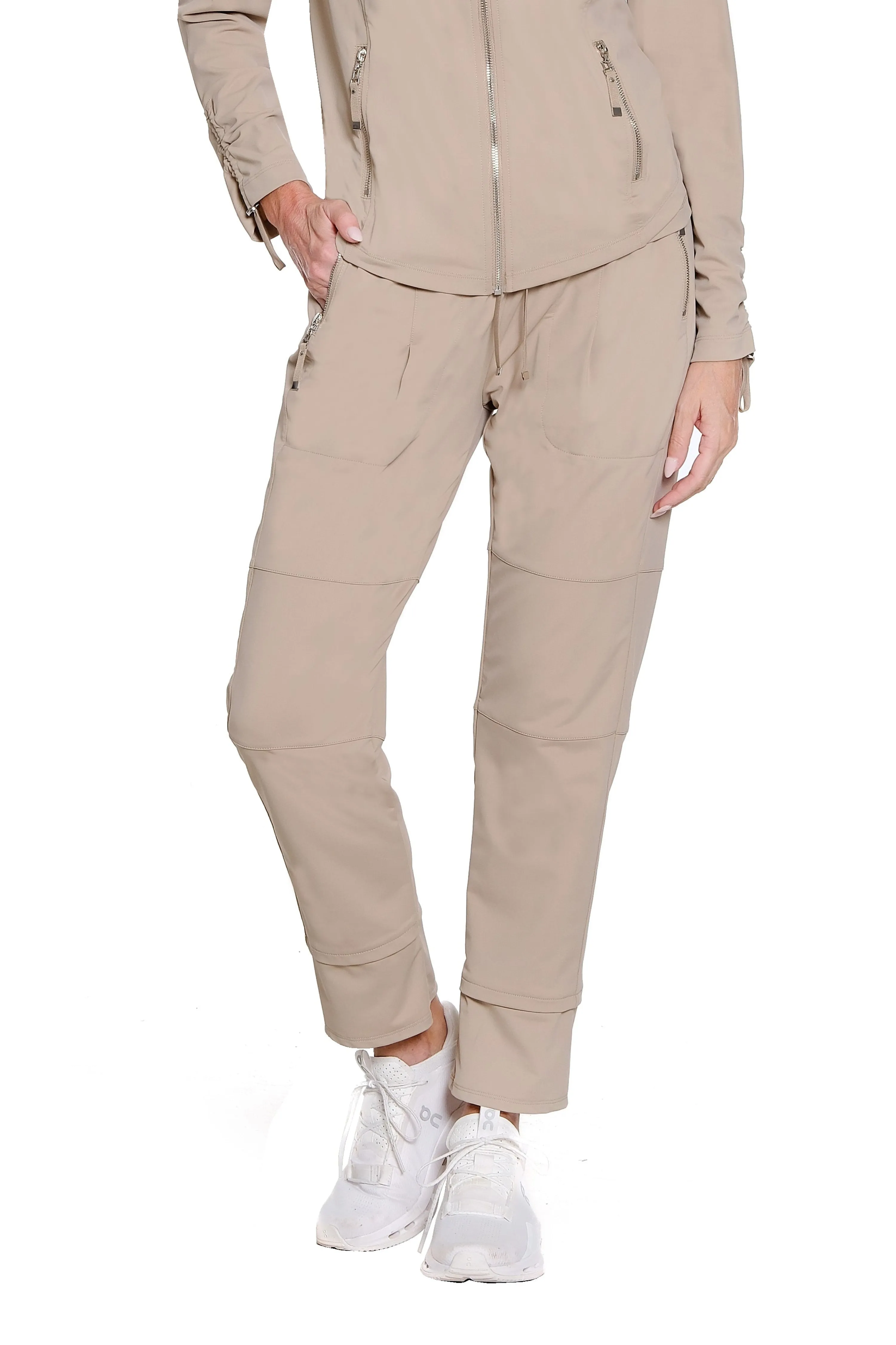 Stretch Knit Jogger Ankle Pant - Taupe sold by SlimSation