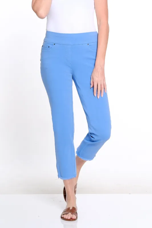 Denim Ankle Jean with Fringe Hem - French Blue sold by SlimSation