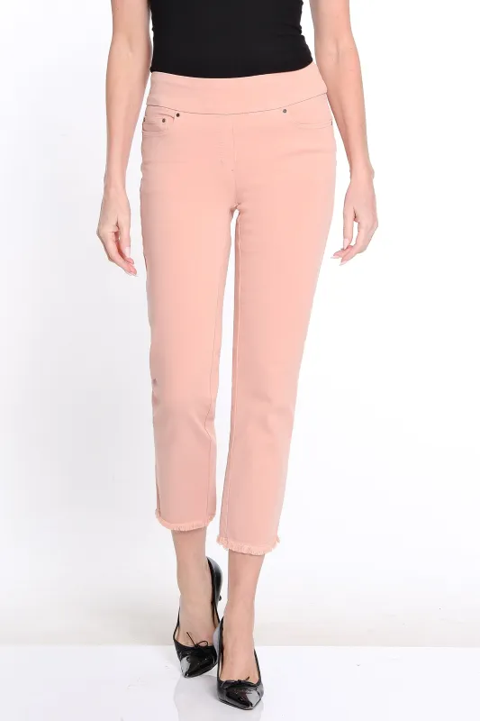 Denim Ankle Jean with Fringe Hem - Pink sold by SlimSation