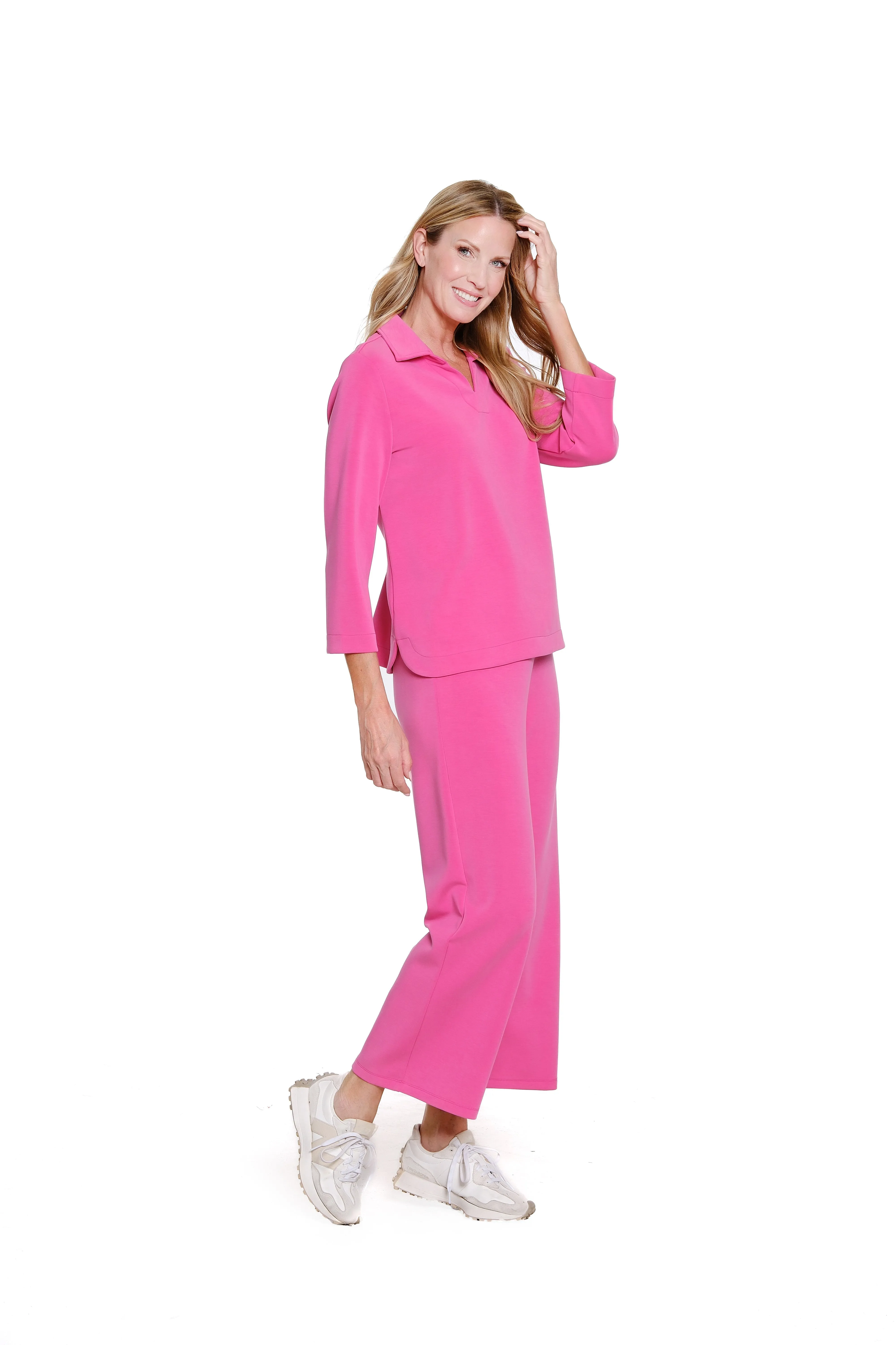 Wide Leg Knit Crop Pant - Plus - Candy Pink sold by SlimSation product image thumbnail 3