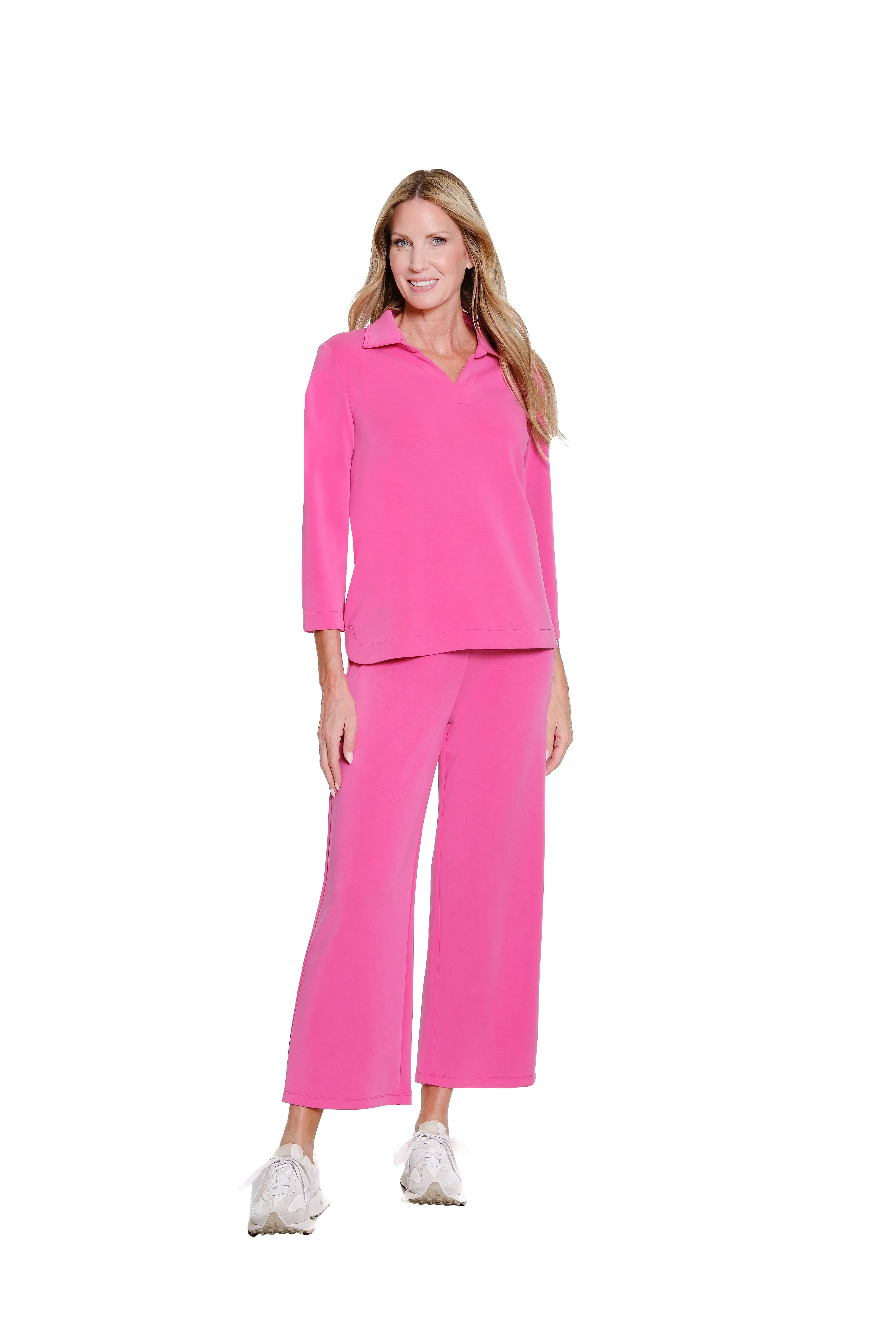 Wide Leg Knit Crop Pant - Plus - Candy Pink sold by SlimSation product image thumbnail 2