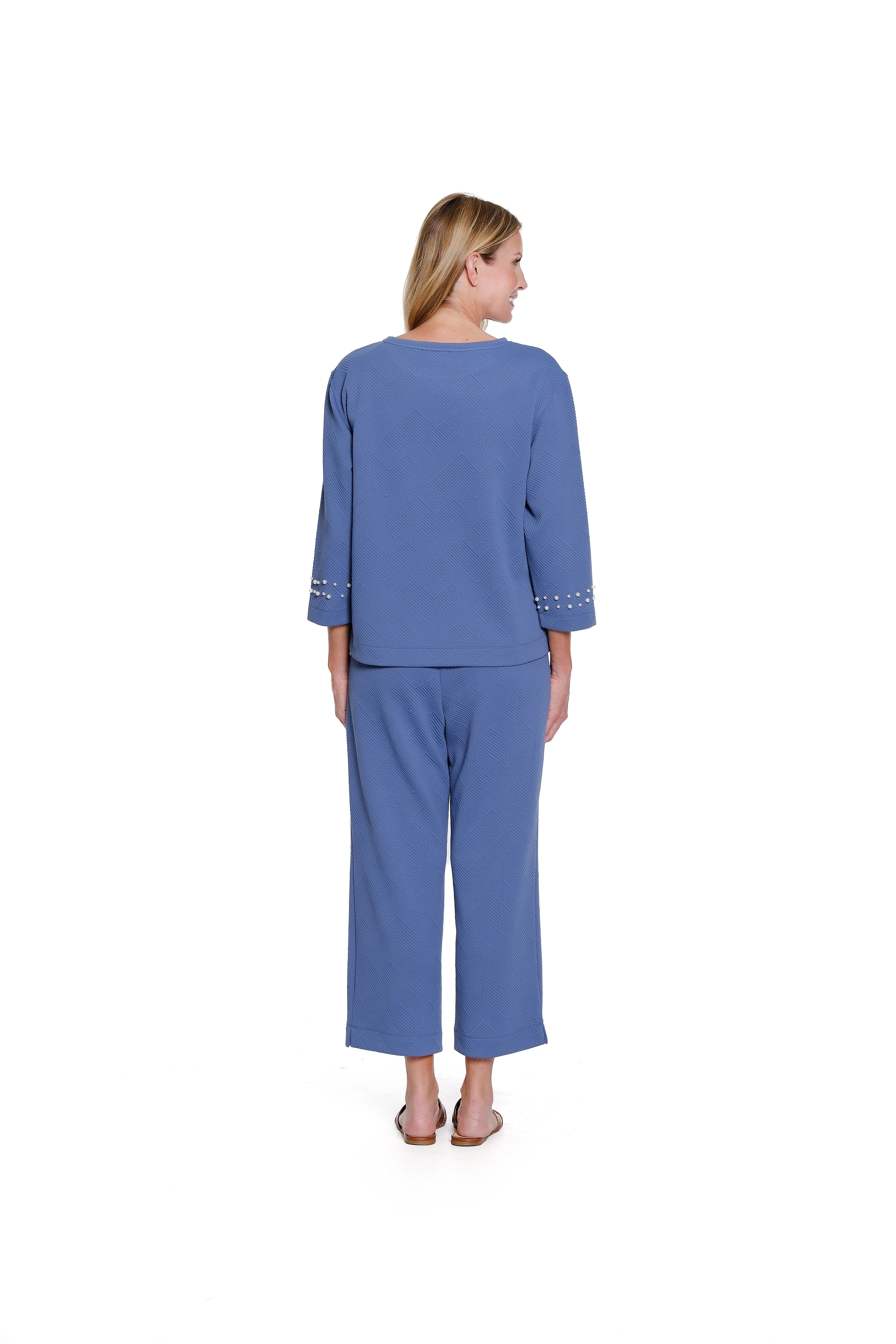 Jacquard Knit Crop Pant - Plus - Chambray Blue sold by SlimSation product image thumbnail 2