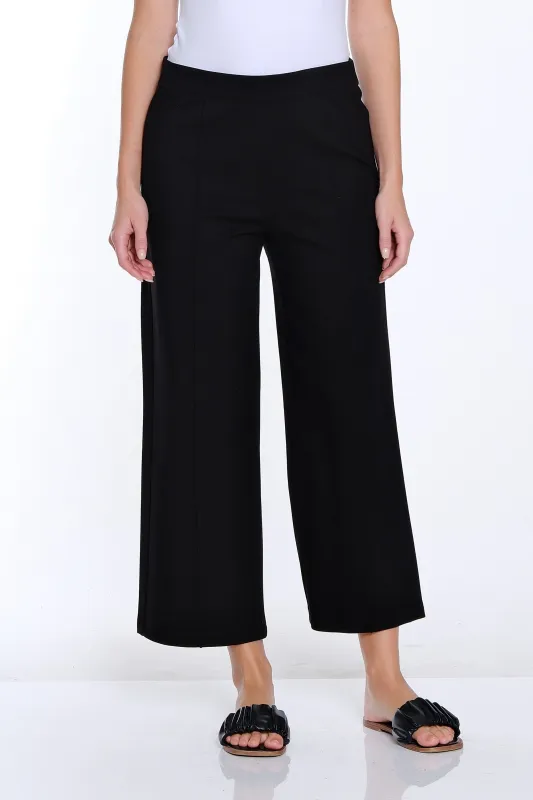 Ponte Wide Leg Crop Pant- Plus - Black sold by SlimSation