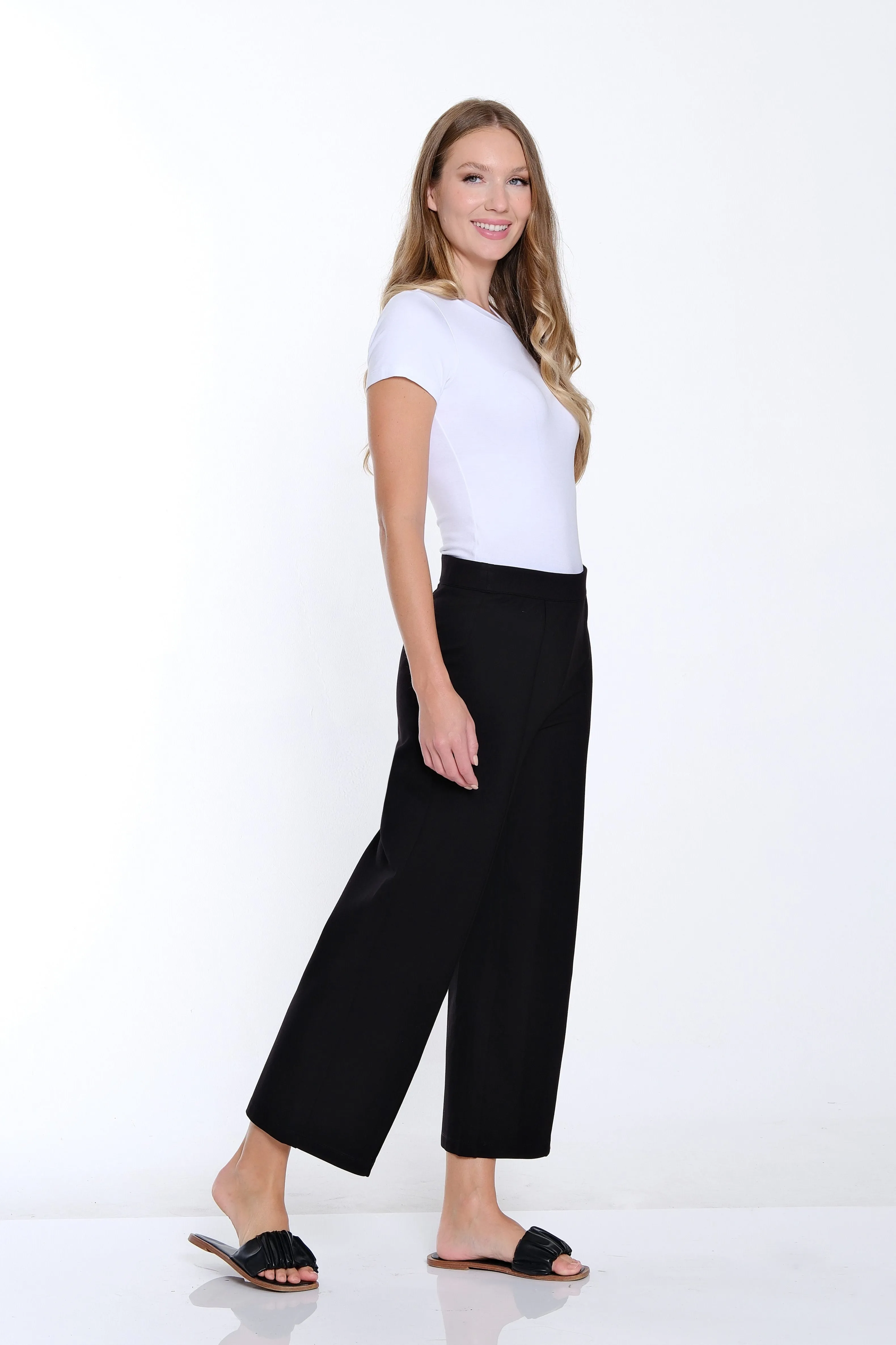 Ponte Wide Leg Crop Pant- Plus - Black sold by SlimSation product image thumbnail 2