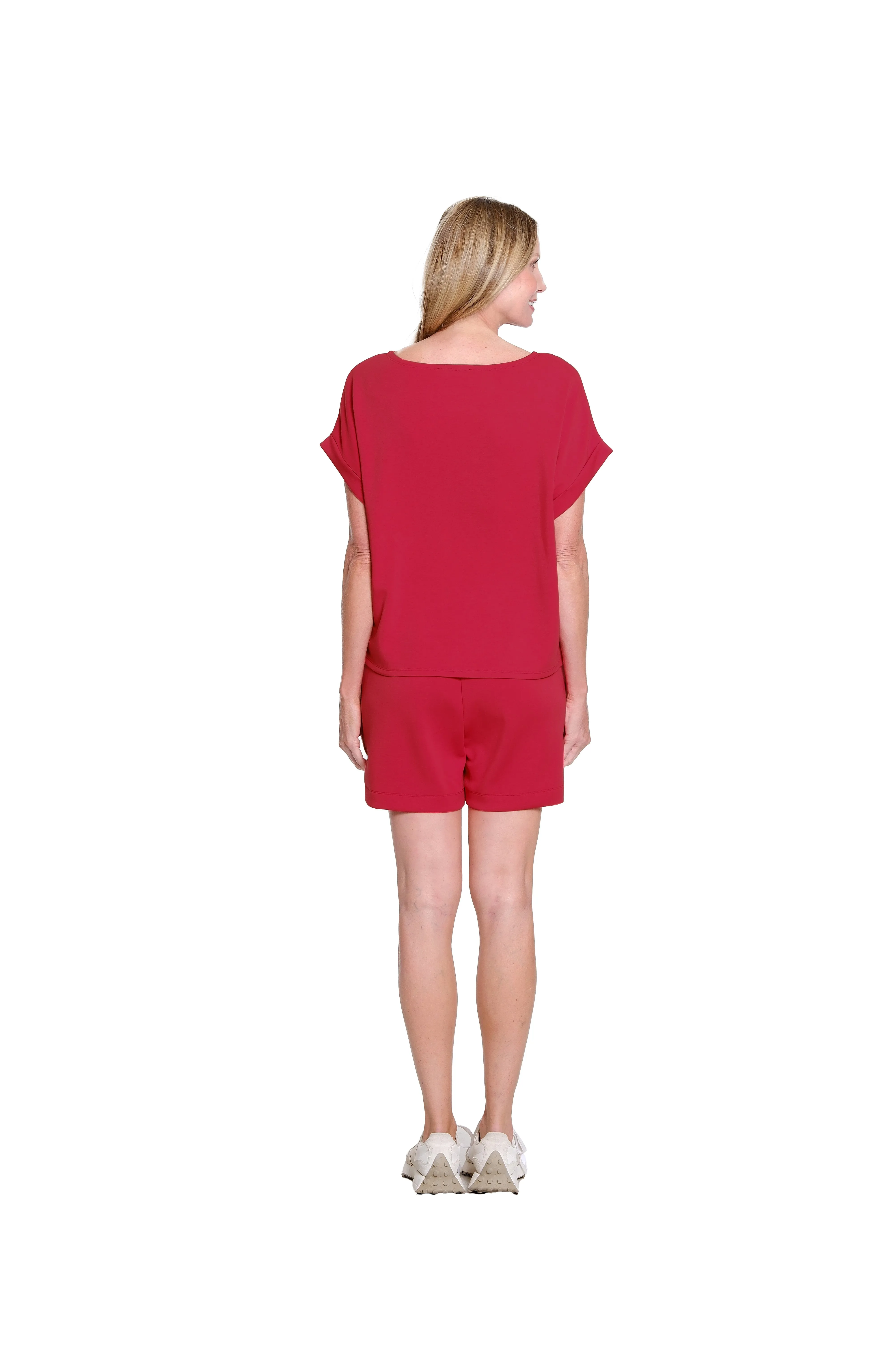 Dolman-Sleeve Knit Top with Rolled Cuffs - Fiery Red sold by SlimSation product image thumbnail 4
