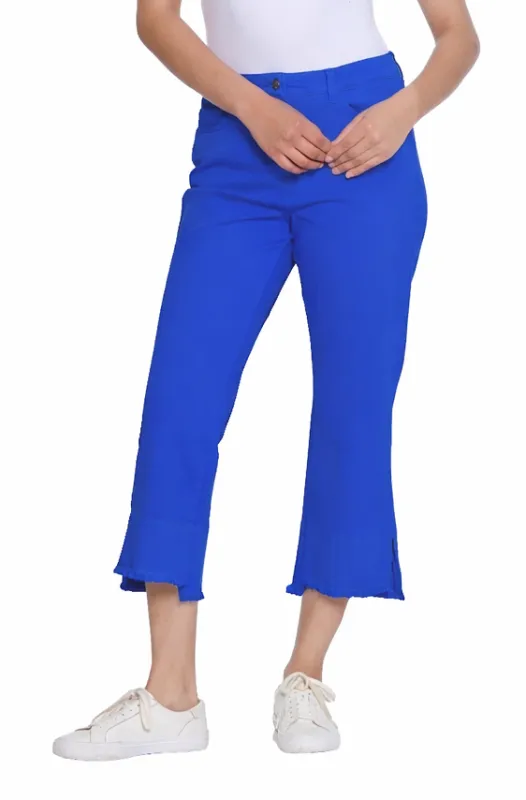 Garment-Dyed Stretch Denim Crop Pant - Electric Blue made by SlimSation