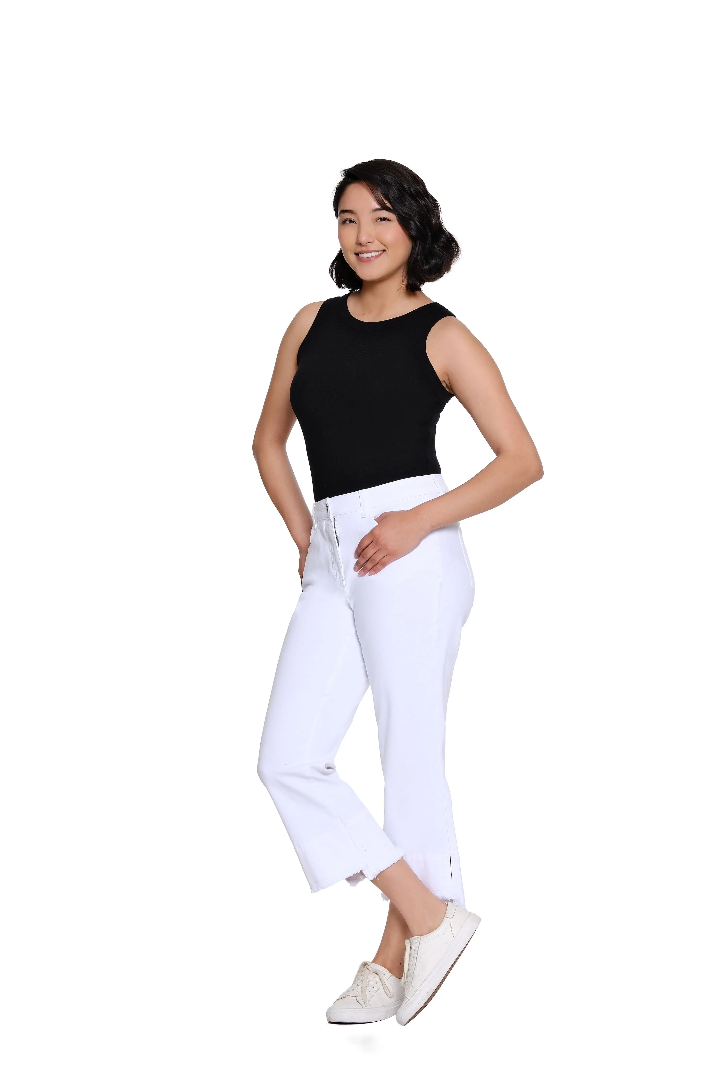 Garment-Dyed Stretch Denim Crop Pant - White sold by SlimSation product image thumbnail 5