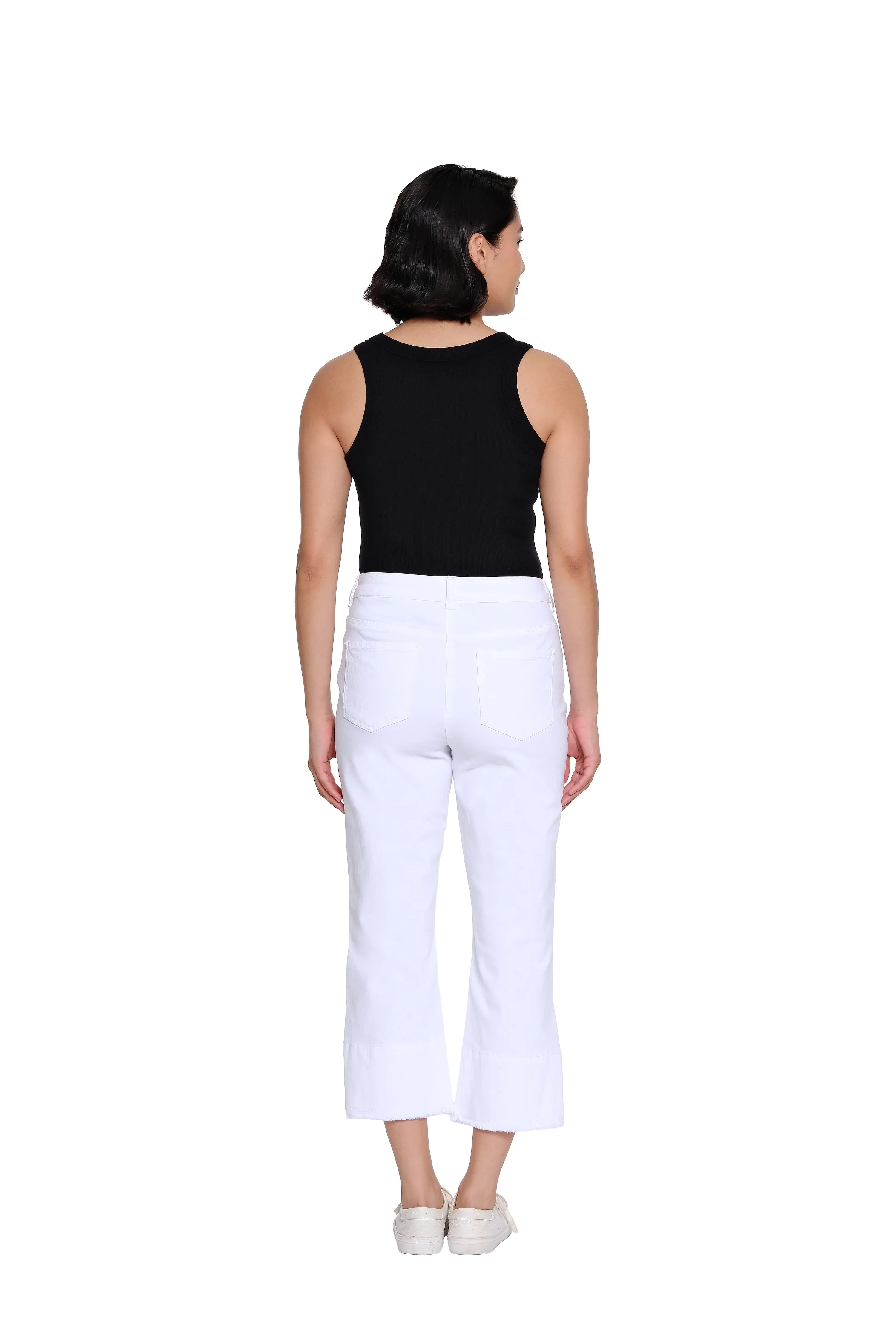 Garment-Dyed Stretch Denim Crop Pant - White sold by SlimSation product image thumbnail 2
