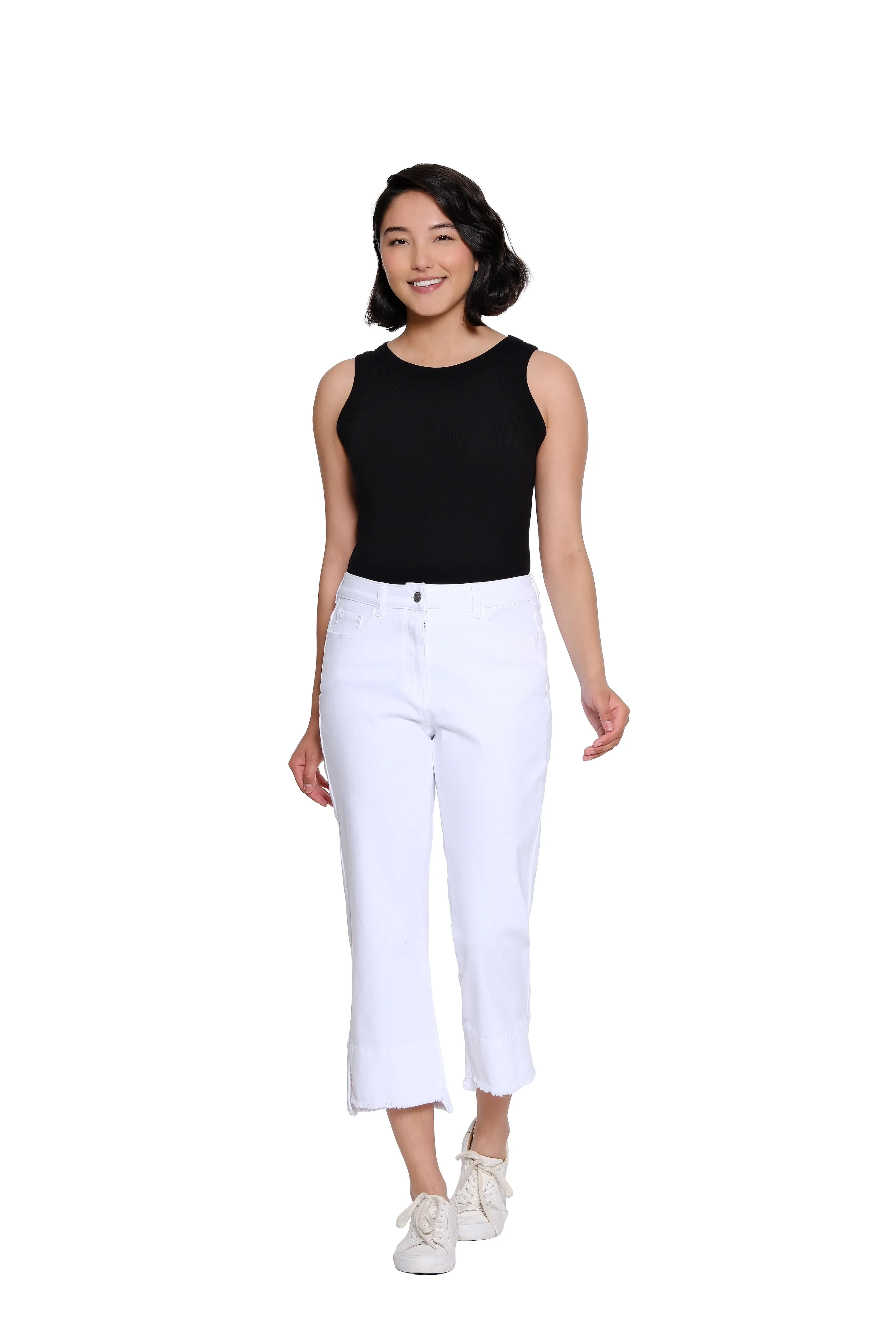 Garment-Dyed Stretch Denim Crop Pant - White sold by SlimSation product image thumbnail 3