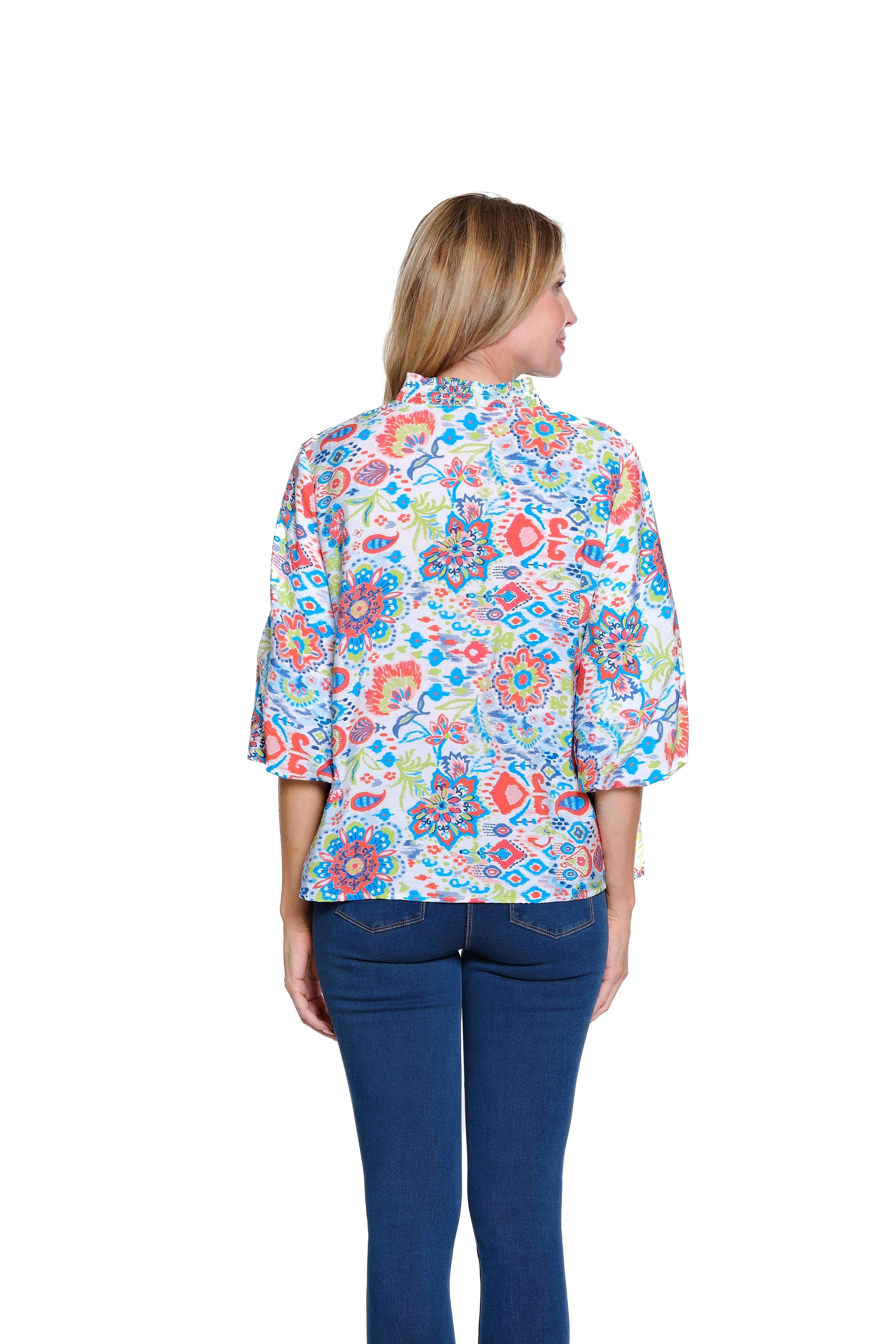Border Print Woven Top - Multi sold by SlimSation product image thumbnail 2