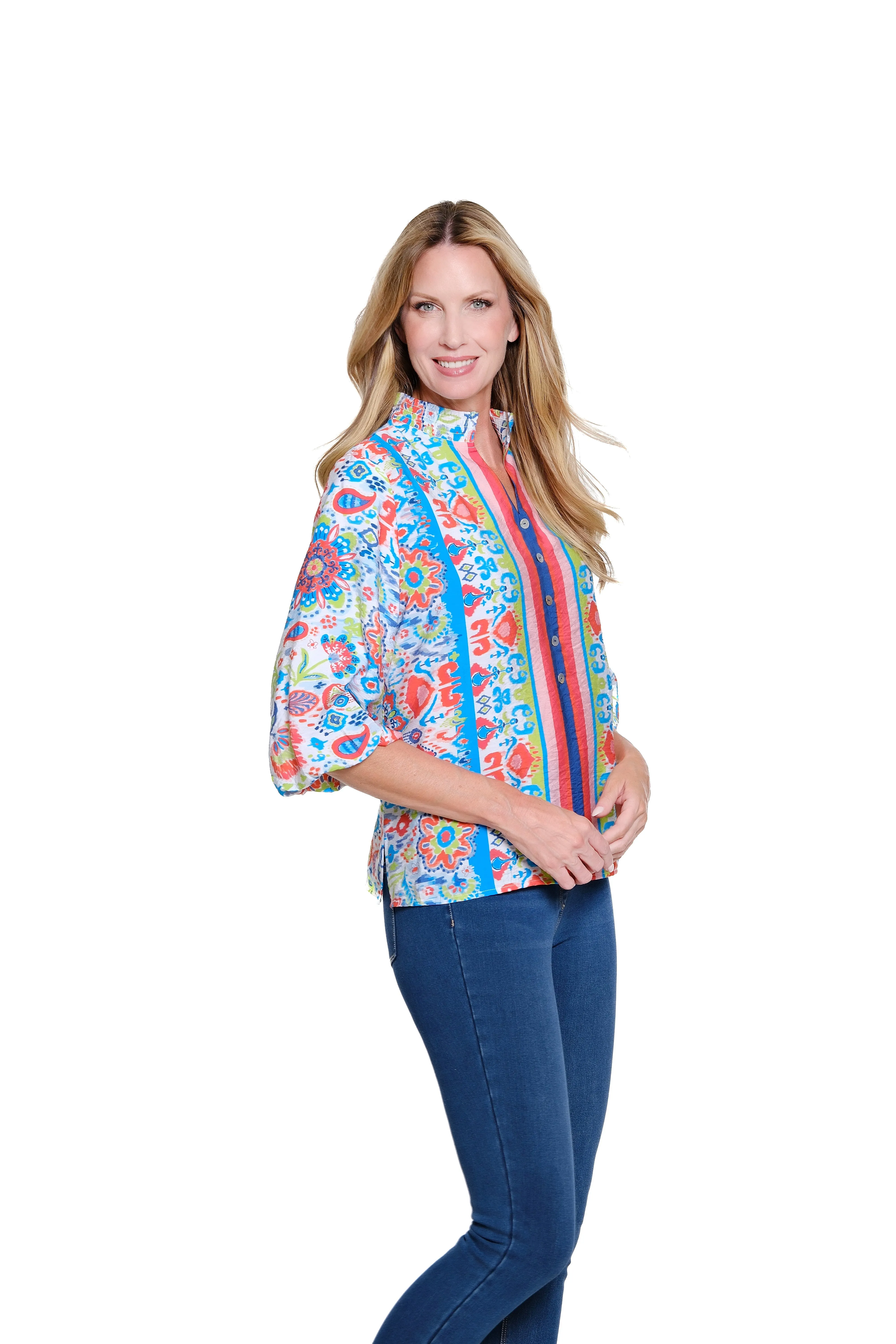 Border Print Woven Top - Multi sold by SlimSation product image thumbnail 3