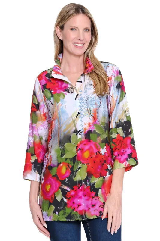 Woven Print Tunic - Floral Multi made by SlimSation