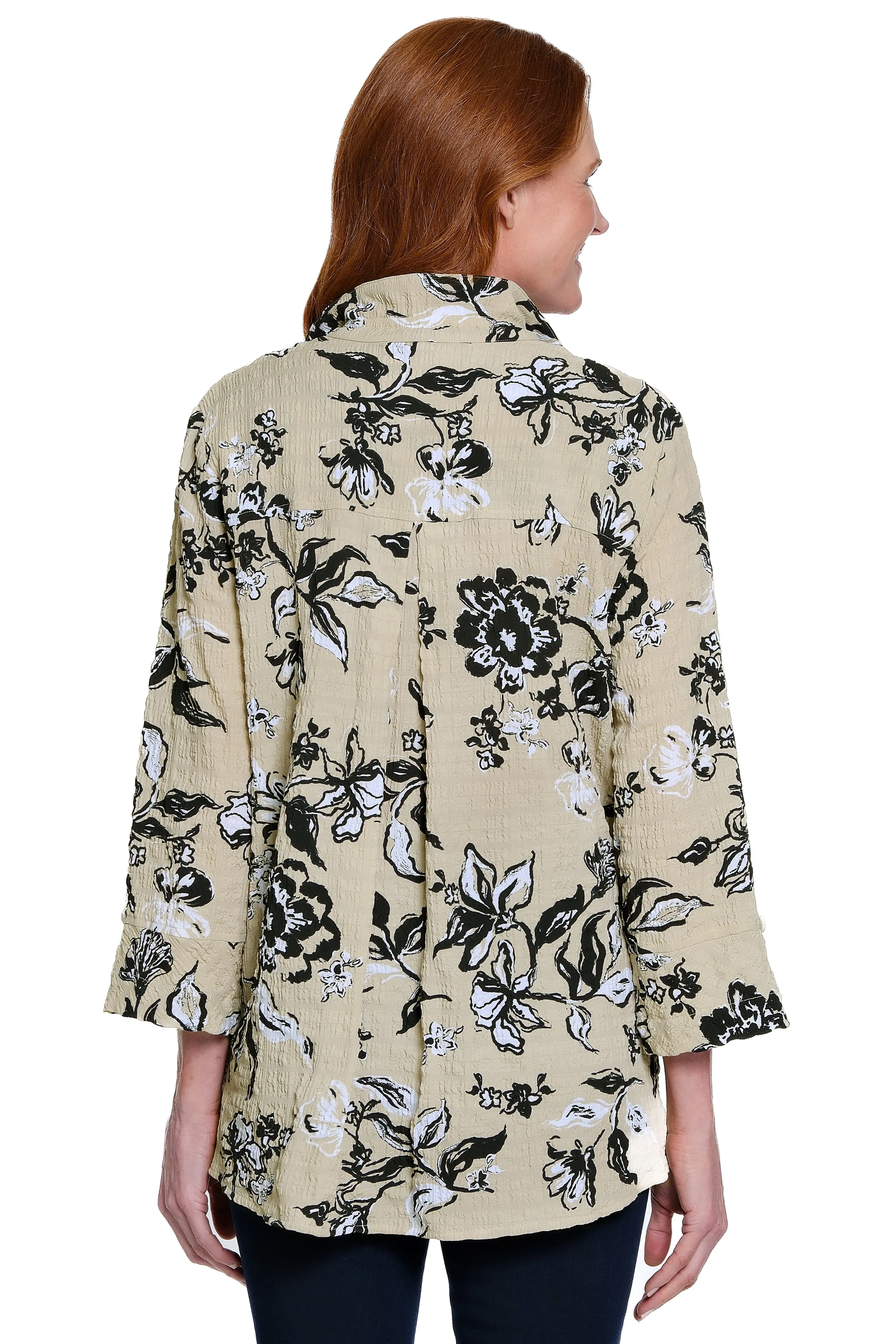 Pucker Woven Wire Collar Tunic - Khaki sold by SlimSation product image thumbnail 2