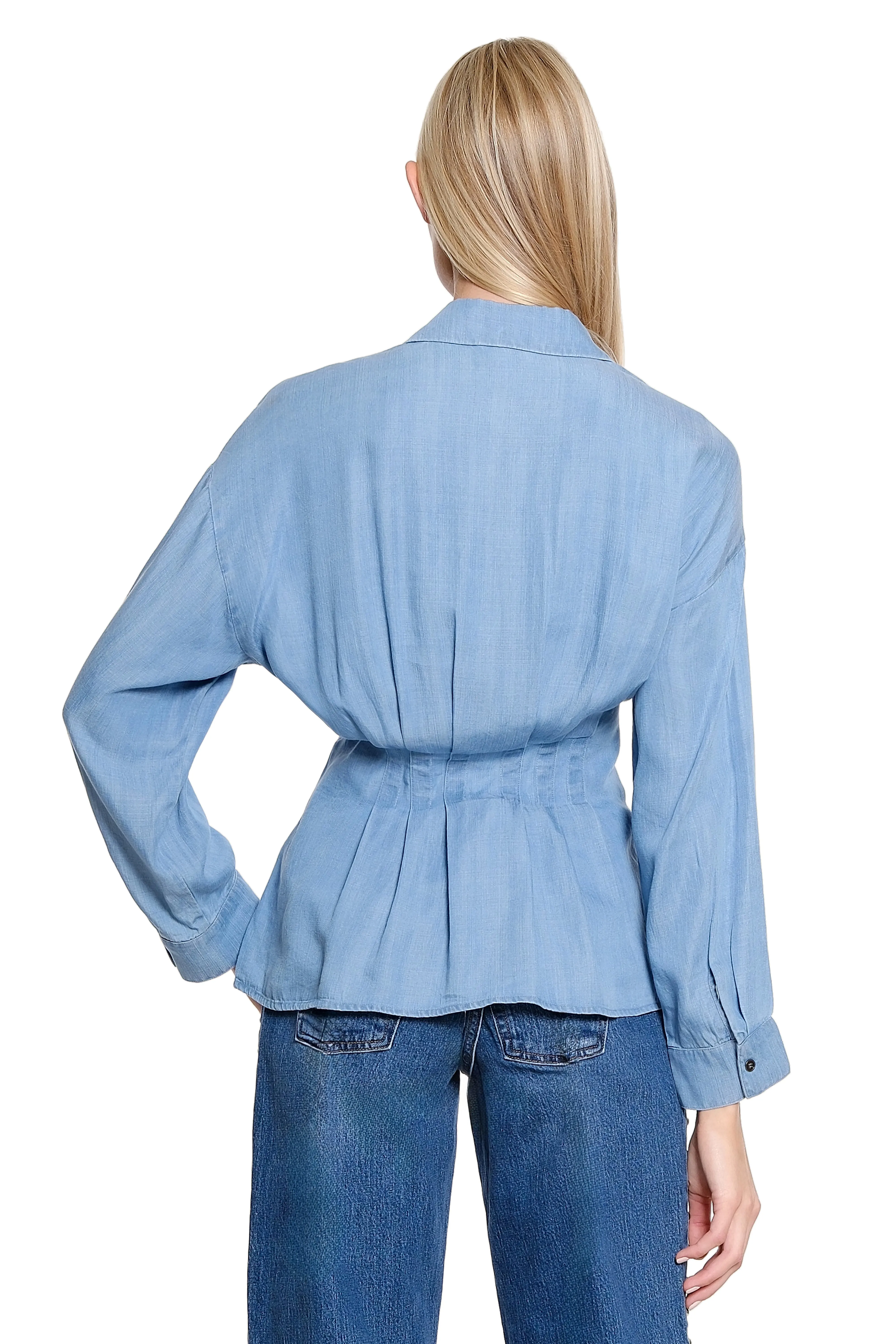 Tucked Waist Button Up Shirt - Light Blue sold by SlimSation product image thumbnail 2