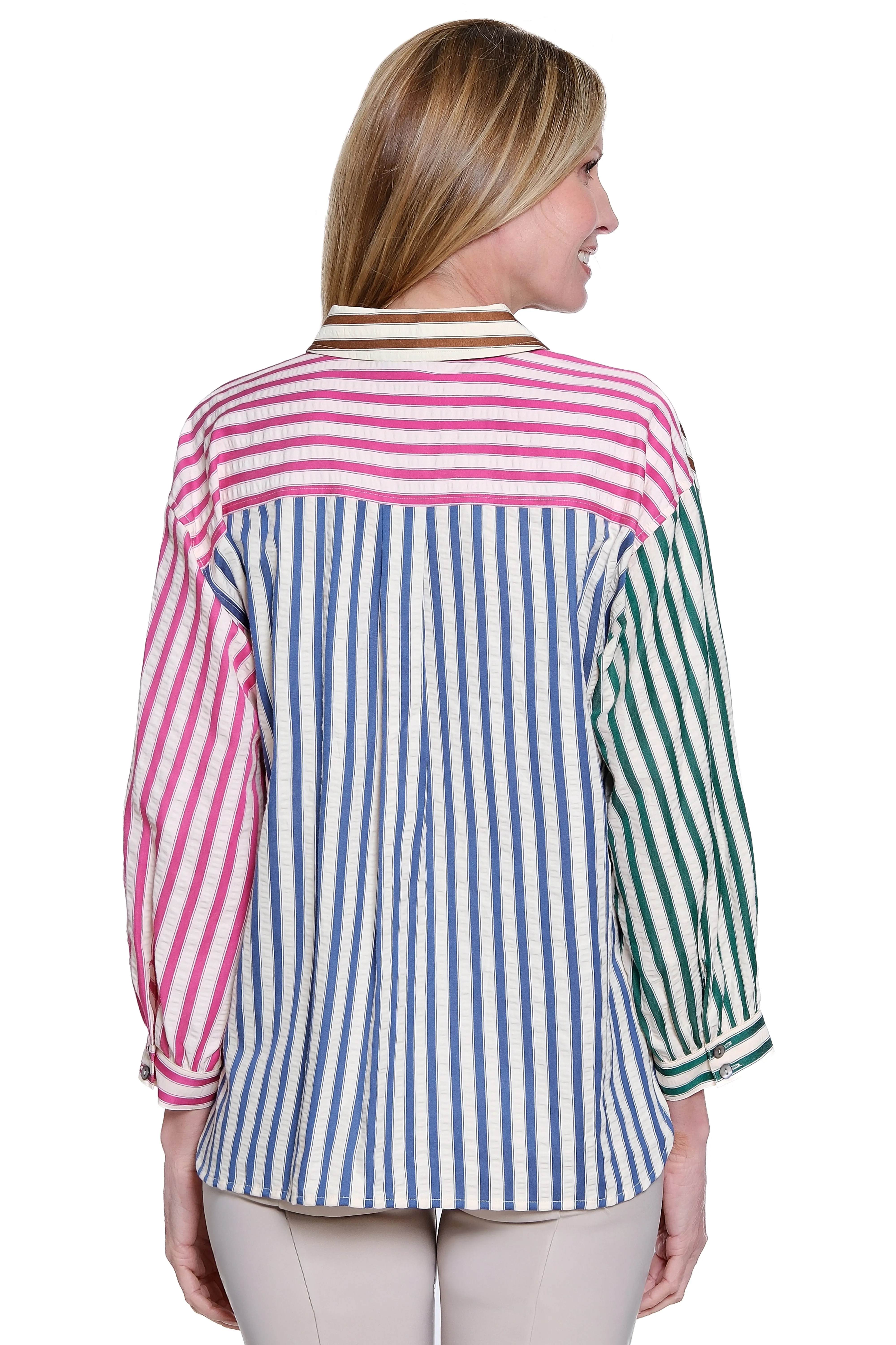 Yarn-Dye Hi-Low Top - Stripe sold by SlimSation product image thumbnail 2
