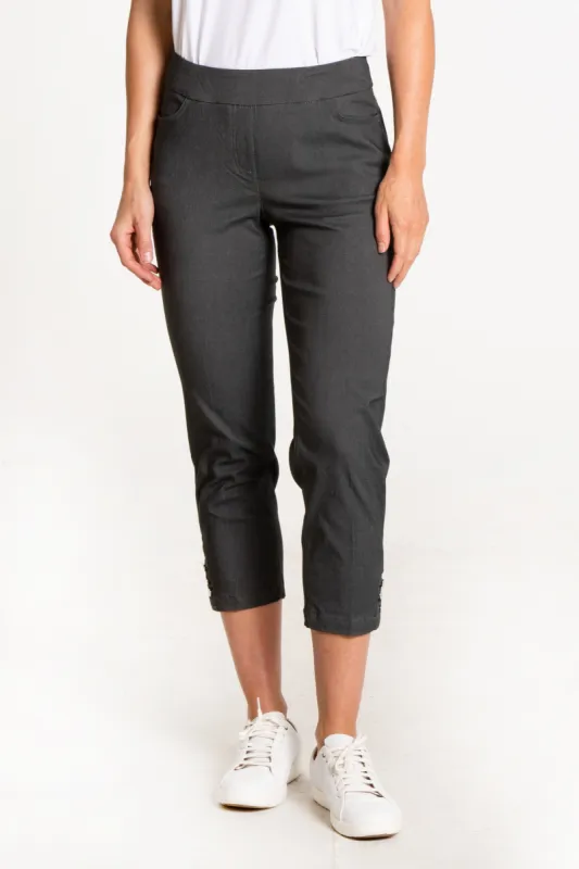 Charcoal Snap Crop Pants with Pockets sold by SlimSation