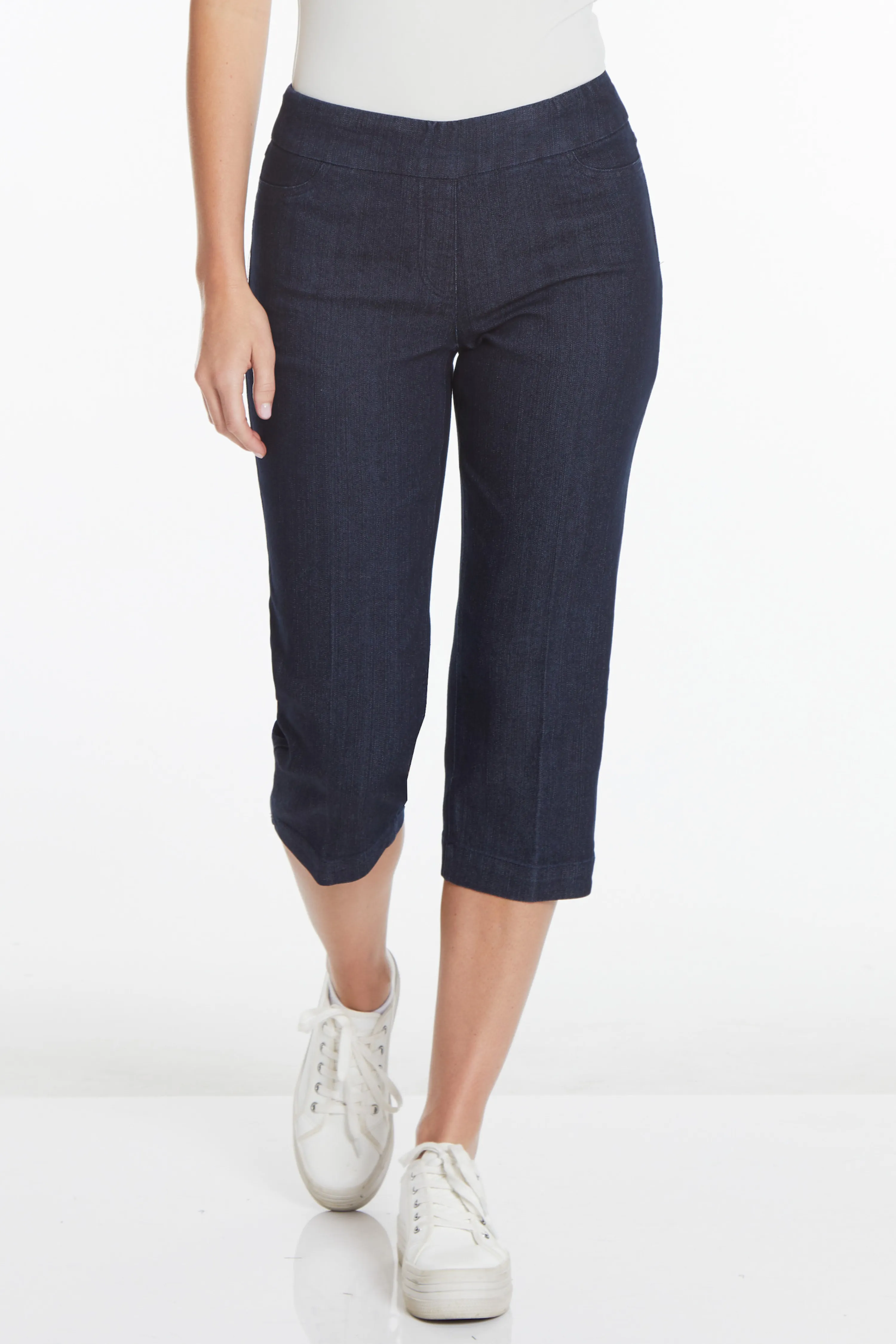 Plus Size Pull On Denim Capris With Pockets sold by SlimSation