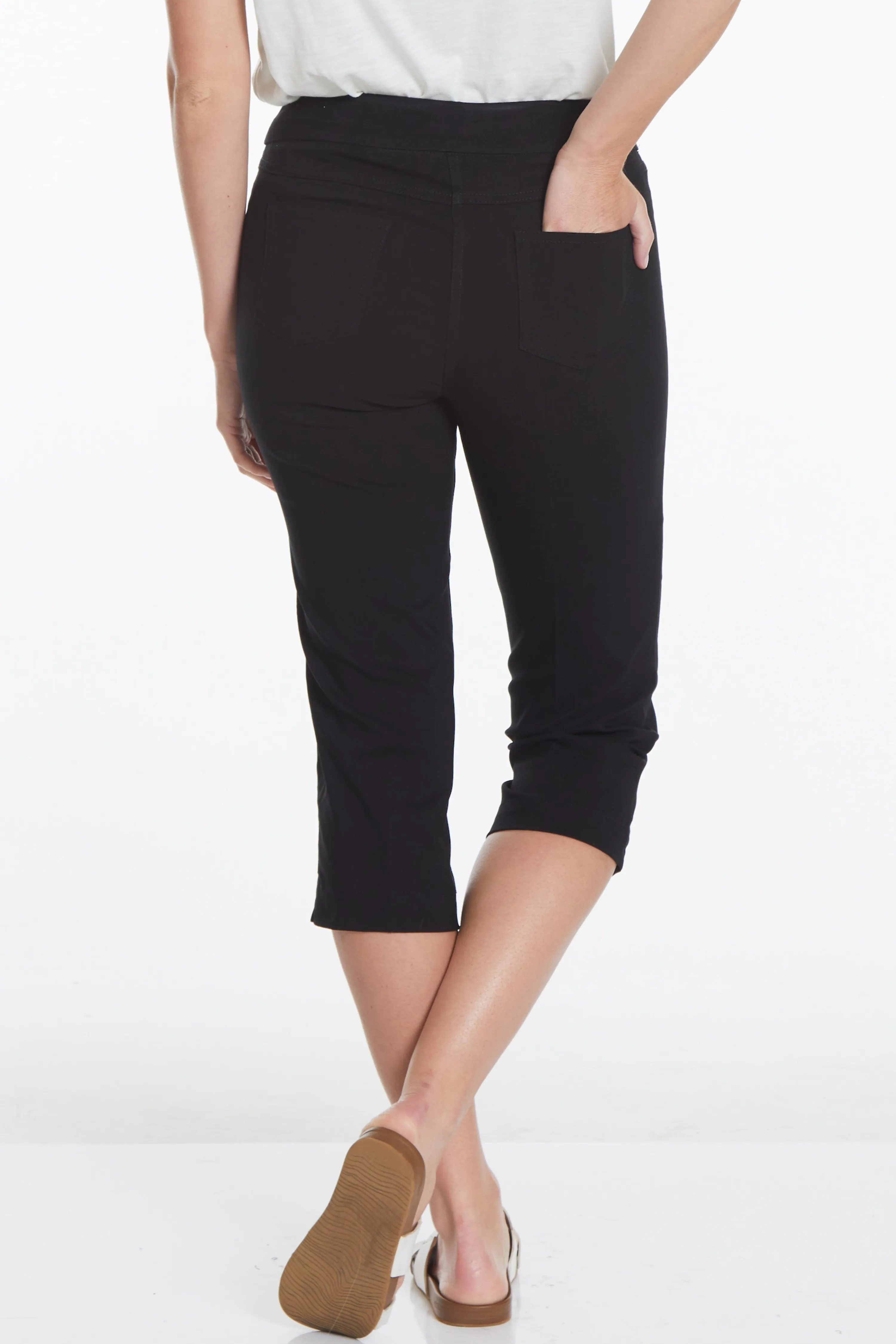 Plus Size Black Pull On Capris with Pockets sold by SlimSation product image thumbnail 2