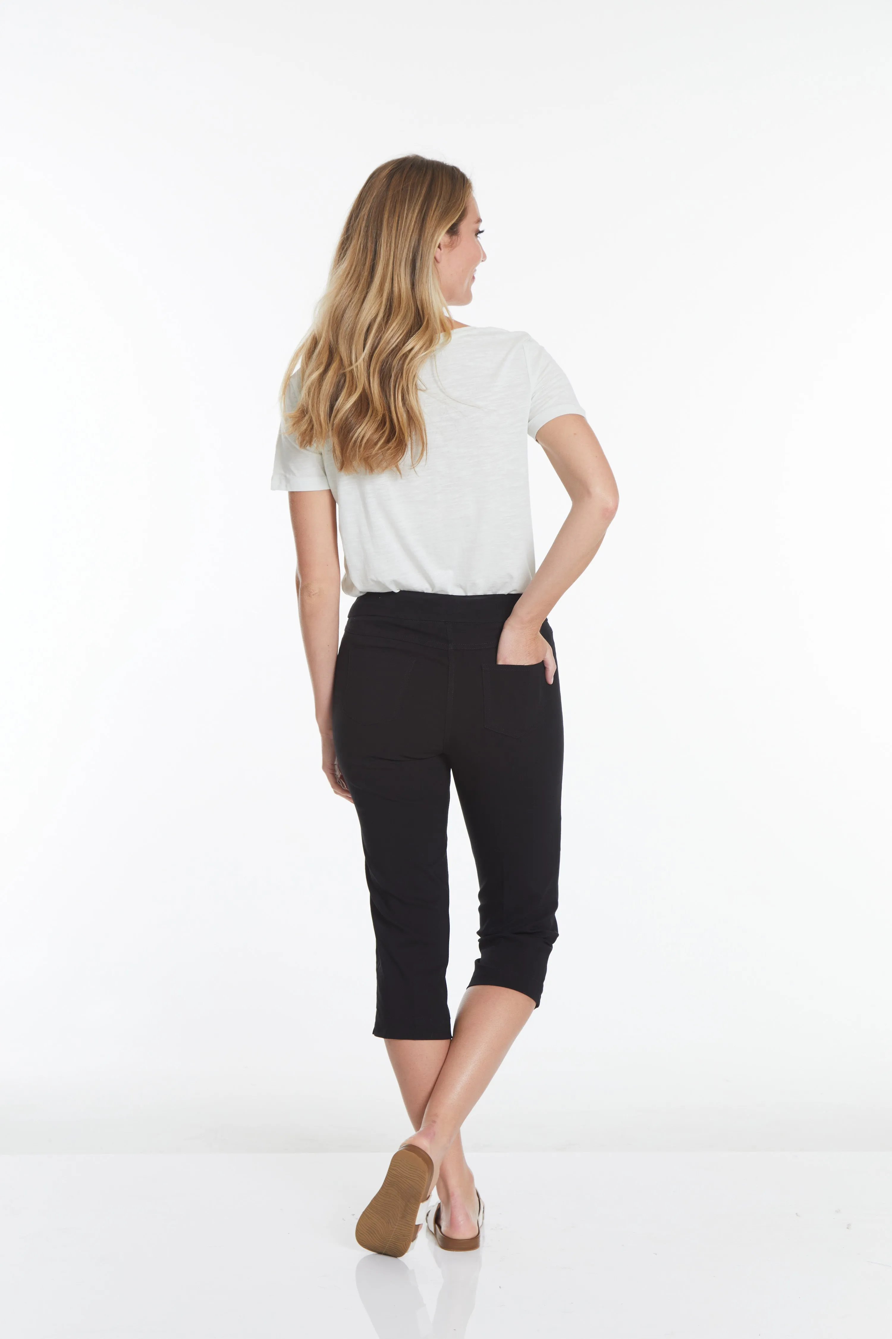 Plus Size Black Pull On Capris with Pockets sold by SlimSation product image thumbnail 5