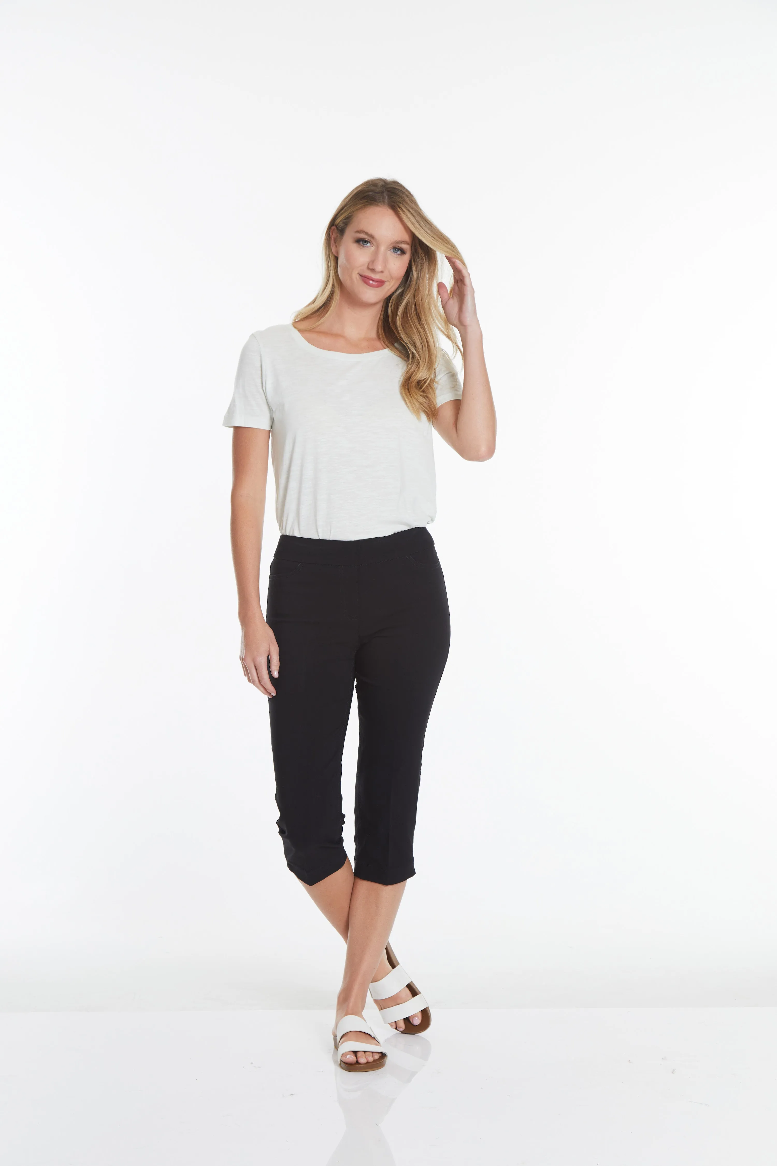 Plus Size Black Pull On Capris with Pockets sold by SlimSation product image thumbnail 3