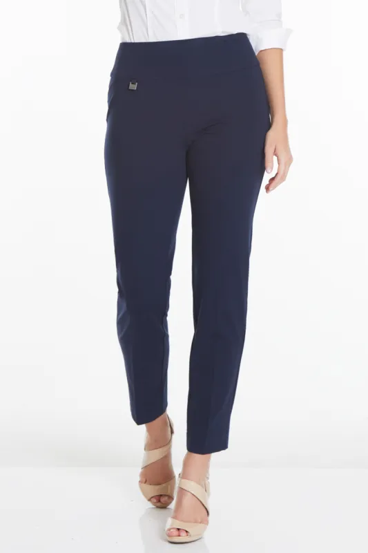 WIDE BAND PULL ON NARROW LEG PANT - Midnight sold by SlimSation