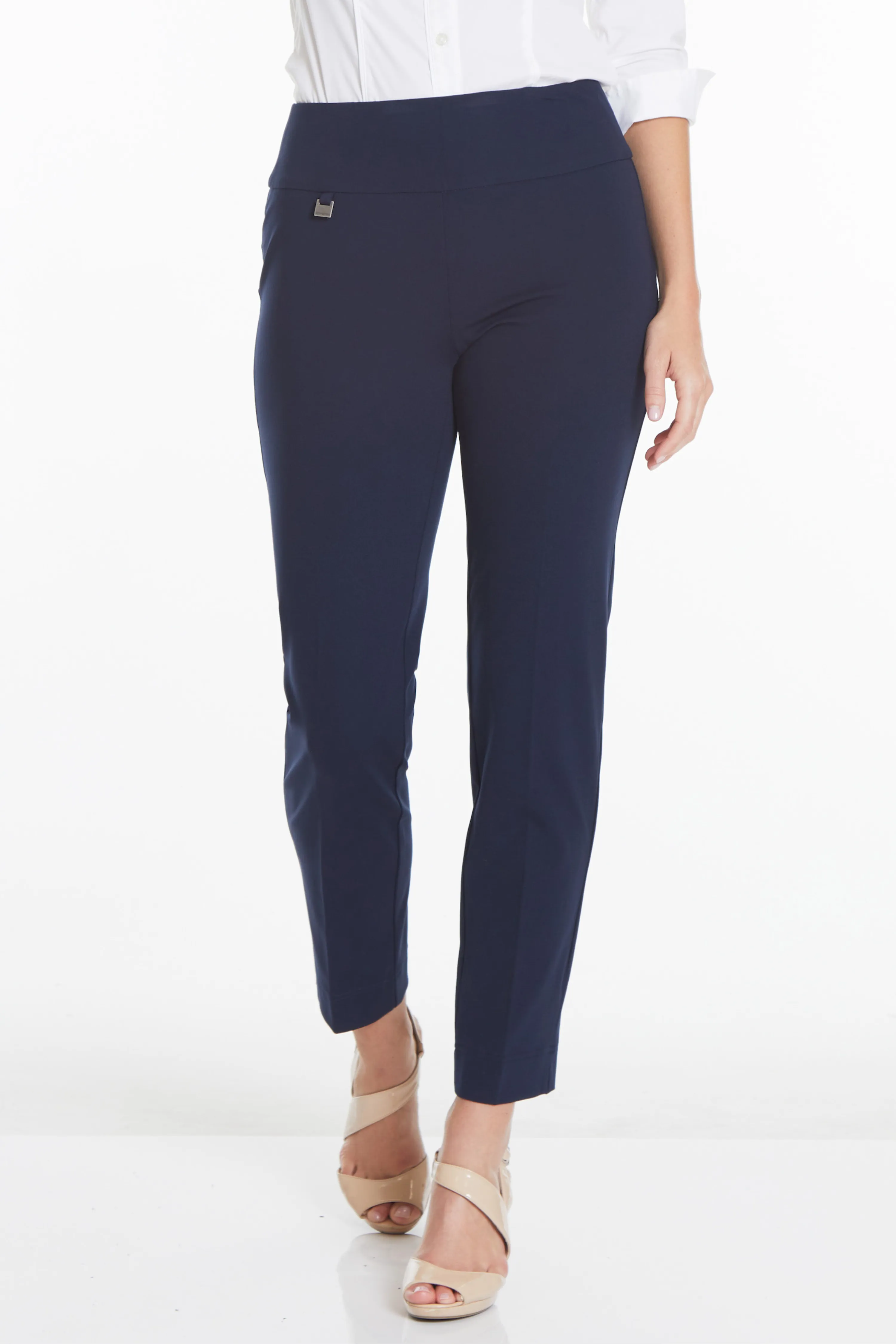 WIDE BAND PULL ON NARROW LEG PANT - Midnight sold by SlimSation