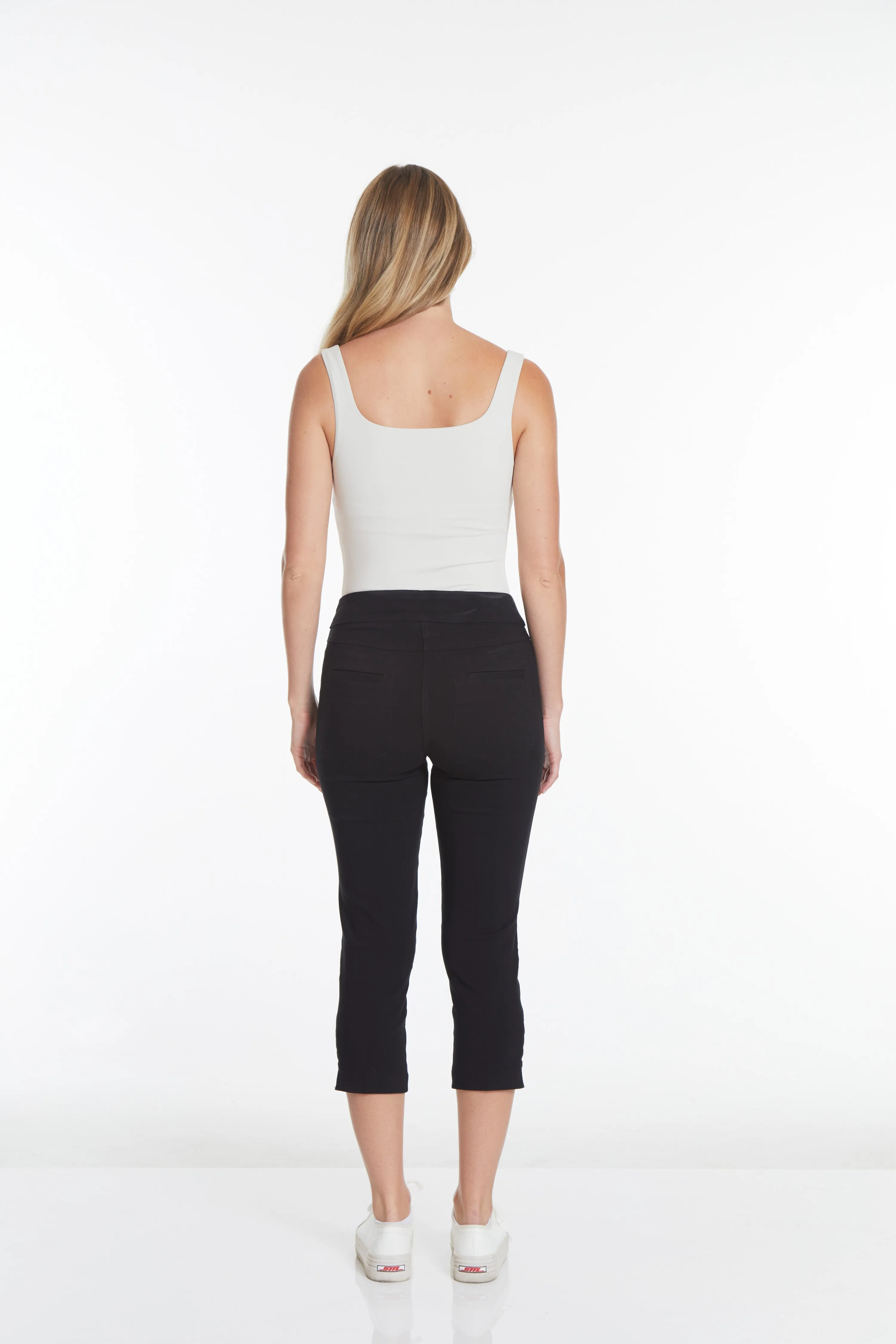 Plus Size Black Crop Pants with Pockets & Strap Hem Vents sold by SlimSation product image thumbnail 5
