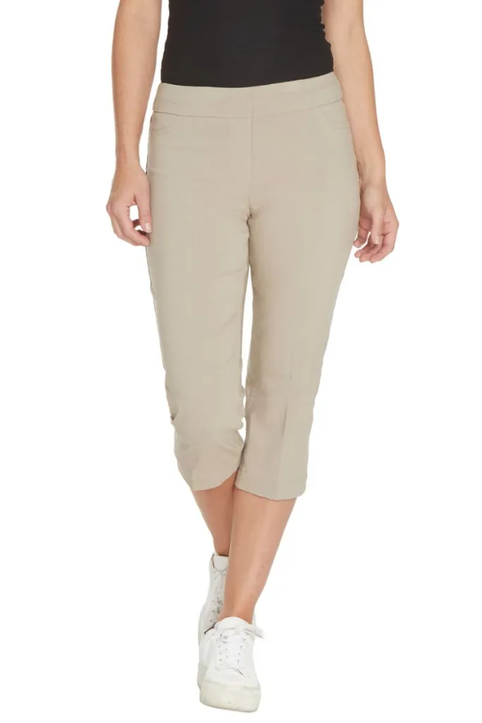 Pull-On Stone Capri Pants With Pockets sold by SlimSation