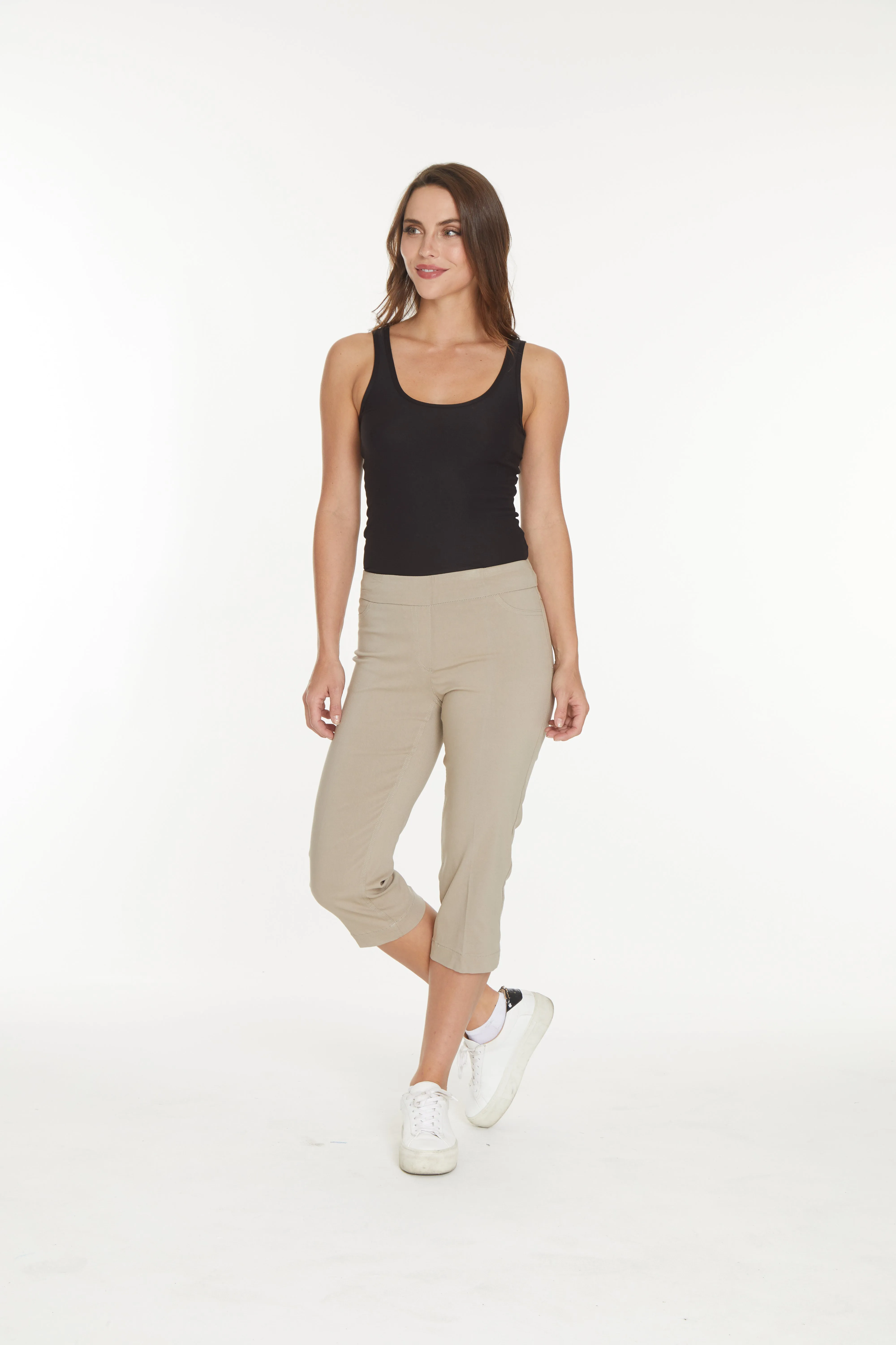 Pull-On Stone Capri Pants With Pockets sold by SlimSation product image thumbnail 5