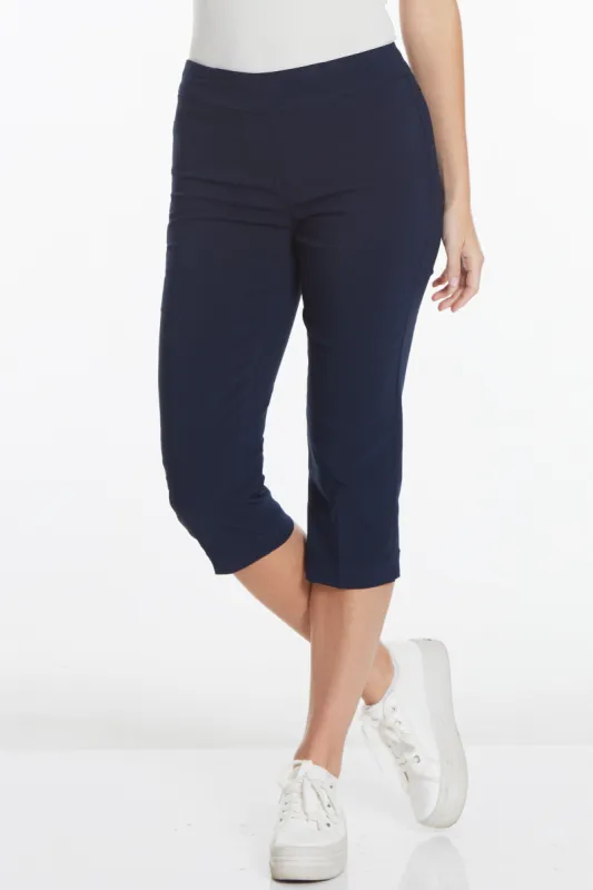 Pull-On Midnight Blue Capri Pants With Pockets sold by SlimSation