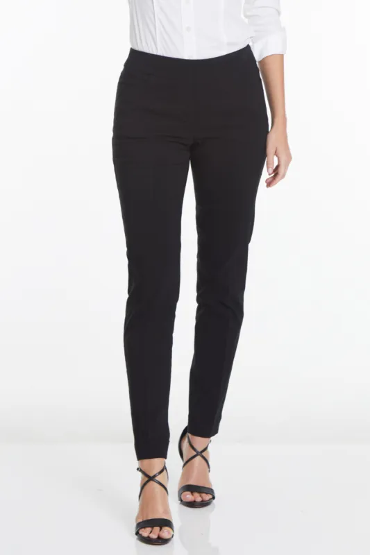 Pull-On Solid Narrow Leg Pant With Real Front Pockets - Black sold by SlimSation