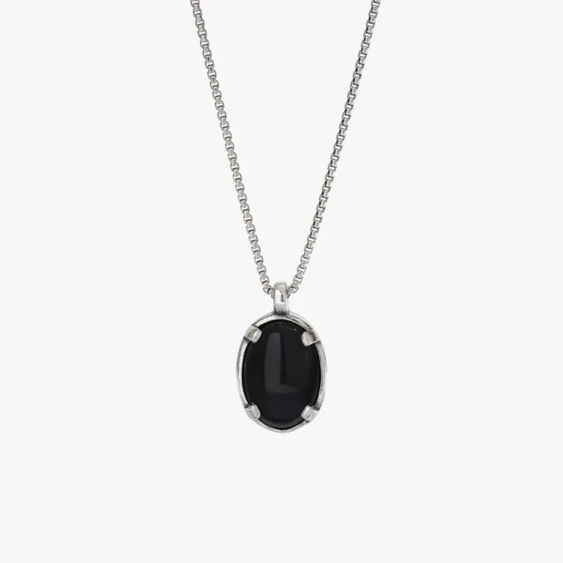 Sterling Silver Black Onyx Stone Necklace sold by WP Standard