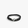 Sterling Silver 3MM C Clasp Braided Leather Bracelet sold by WP Standard
