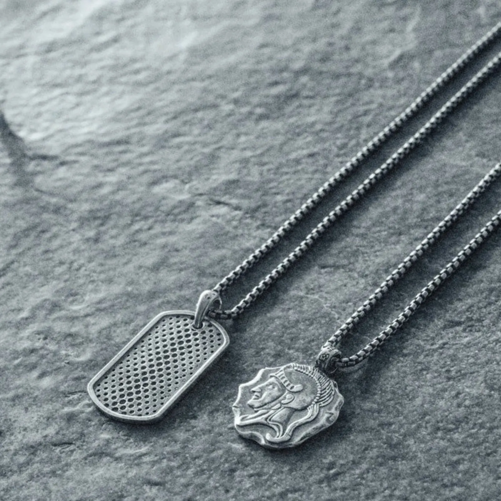 Sterling Silver Dotted Dog Tag Necklace sold by WP Standard product image thumbnail 2