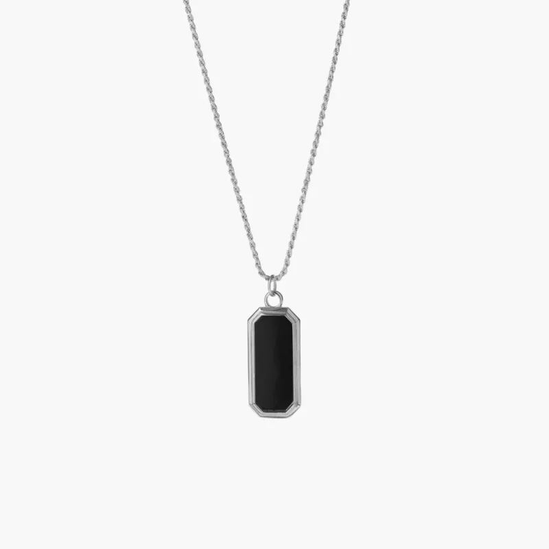 Sterling Silver Frame Pendant Necklace with Black Onyx sold by WP Standard