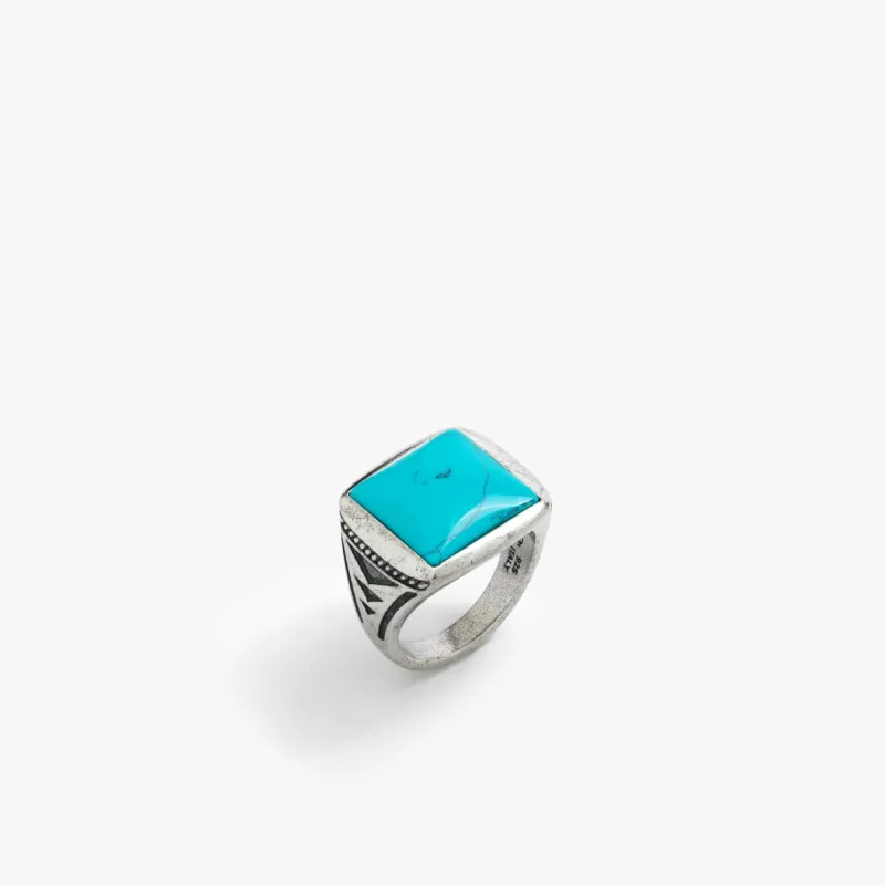 Sterling Silver Vintage Turquoise Signet Ring sold by WP Standard