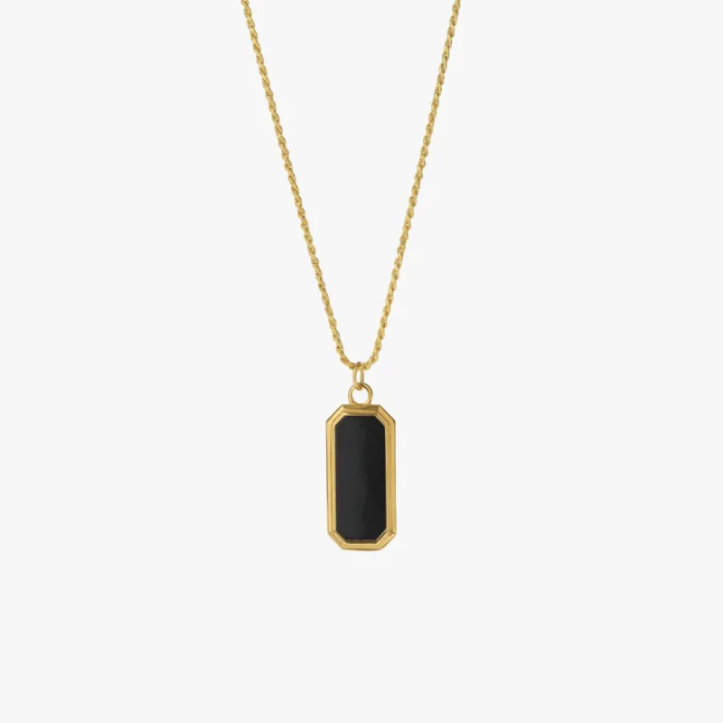 Gold Frame Pendant Necklace with Black Onyx sold by WP Standard