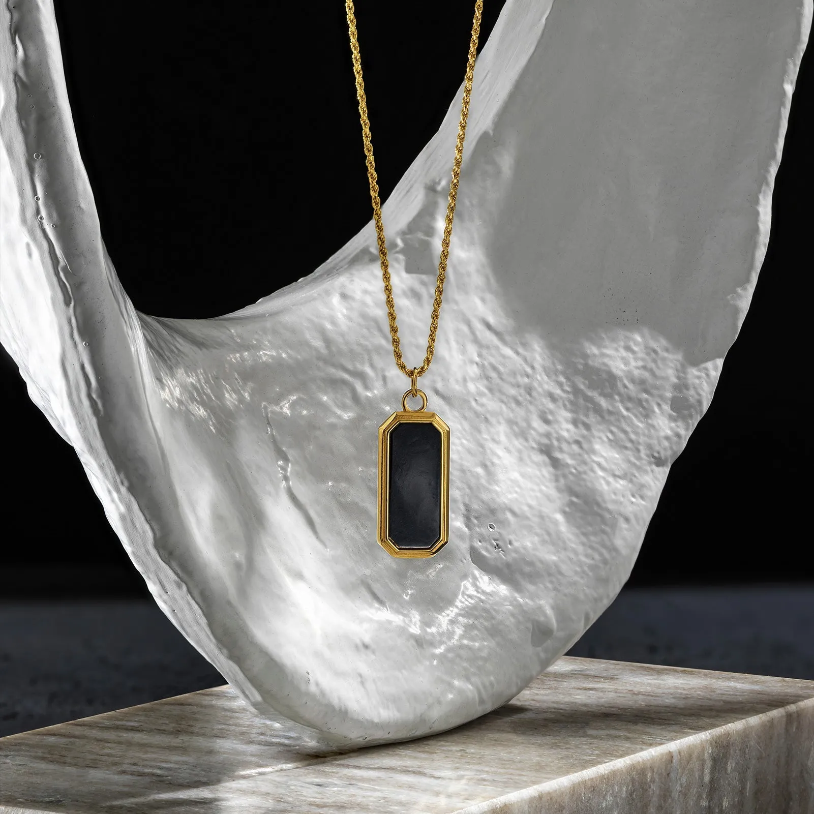 Gold Frame Pendant Necklace with Black Onyx sold by WP Standard product image thumbnail 5