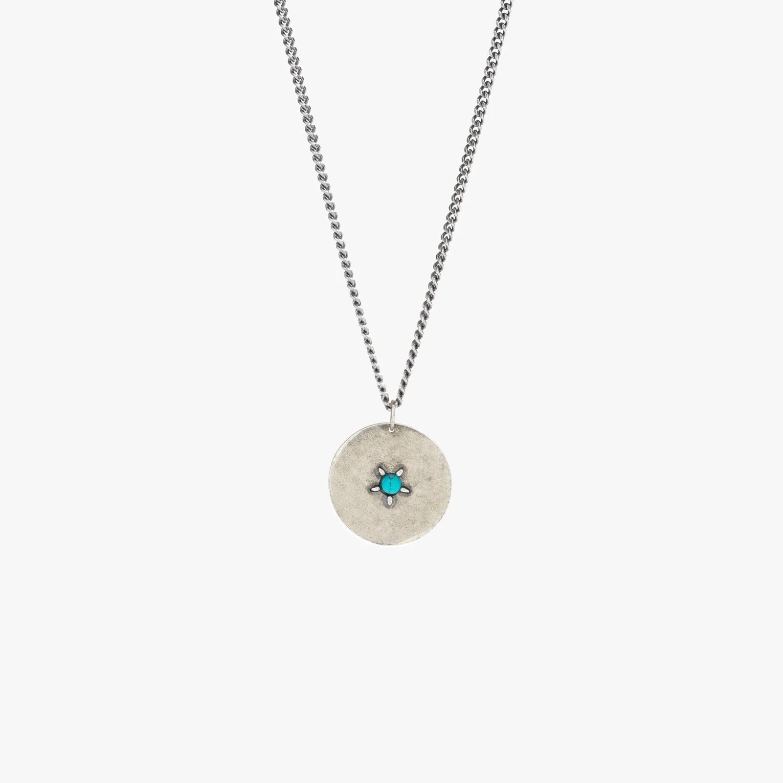 Sterling Silver Modern Medallion Necklace with Turquoise sold by WP Standard