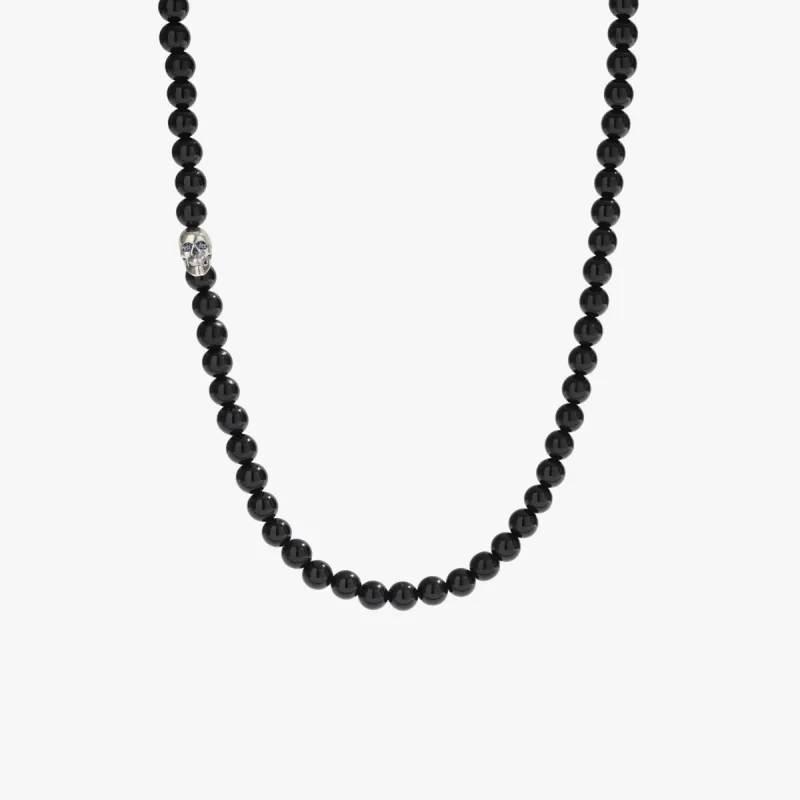 Sterling Silver & Black Onyx Beaded Necklace sold by WP Standard