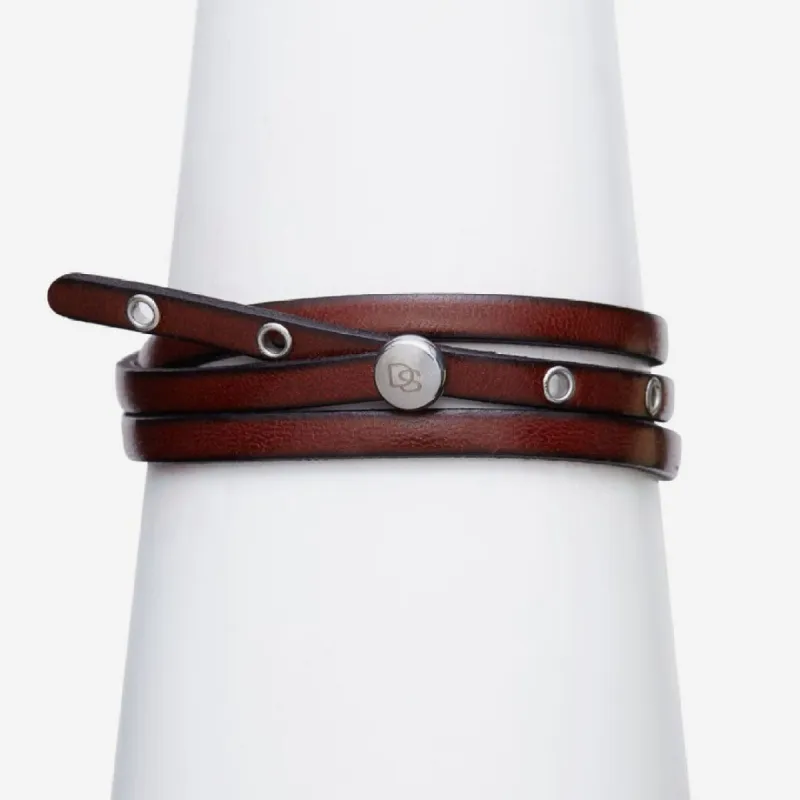 Sterling Silver Leather Adjustable Strap Bracelet sold by WP Standard
