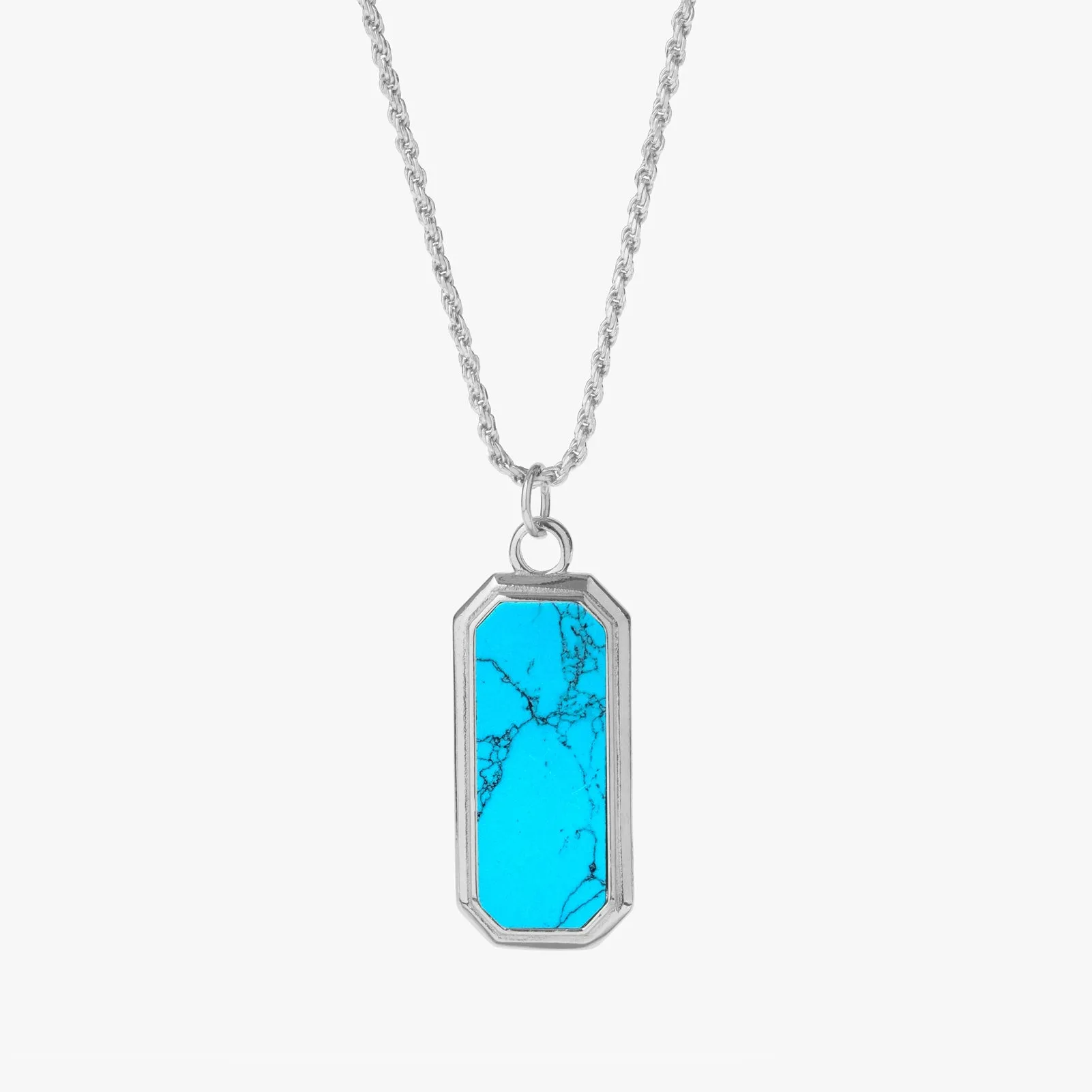 Sterling Silver Frame Pendant Necklace with Turquoise sold by WP Standard product image thumbnail 3