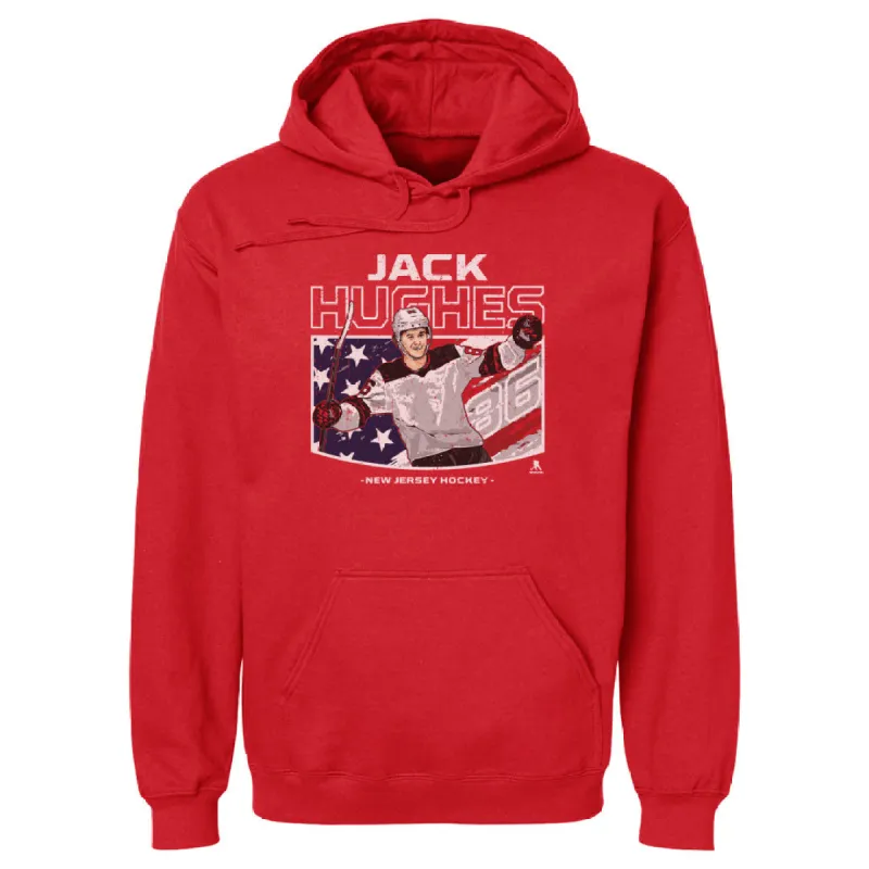 Jack Hughes New Jersey American Flag WHT sold by 500 Level