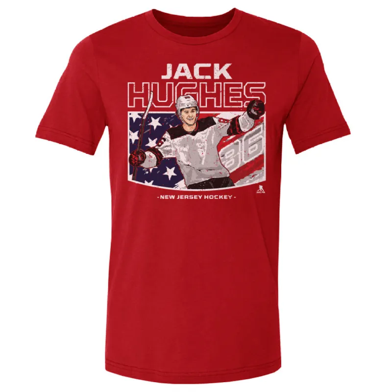 Jack Hughes New Jersey American Flag WHT sold by 500 Level