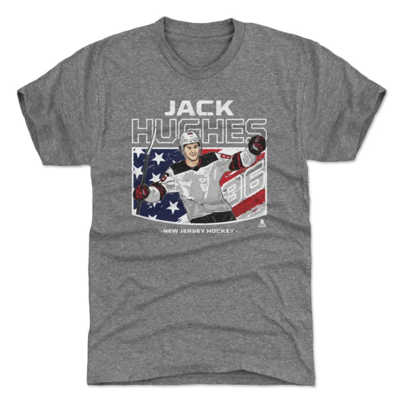 Jack Hughes New Jersey American Flag WHT sold by 500 Level