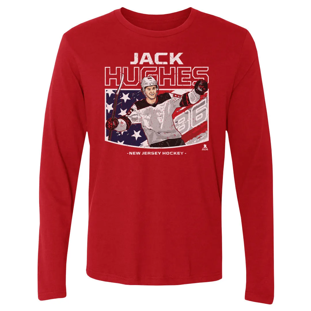 Jack Hughes New Jersey American Flag WHT sold by 500 Level